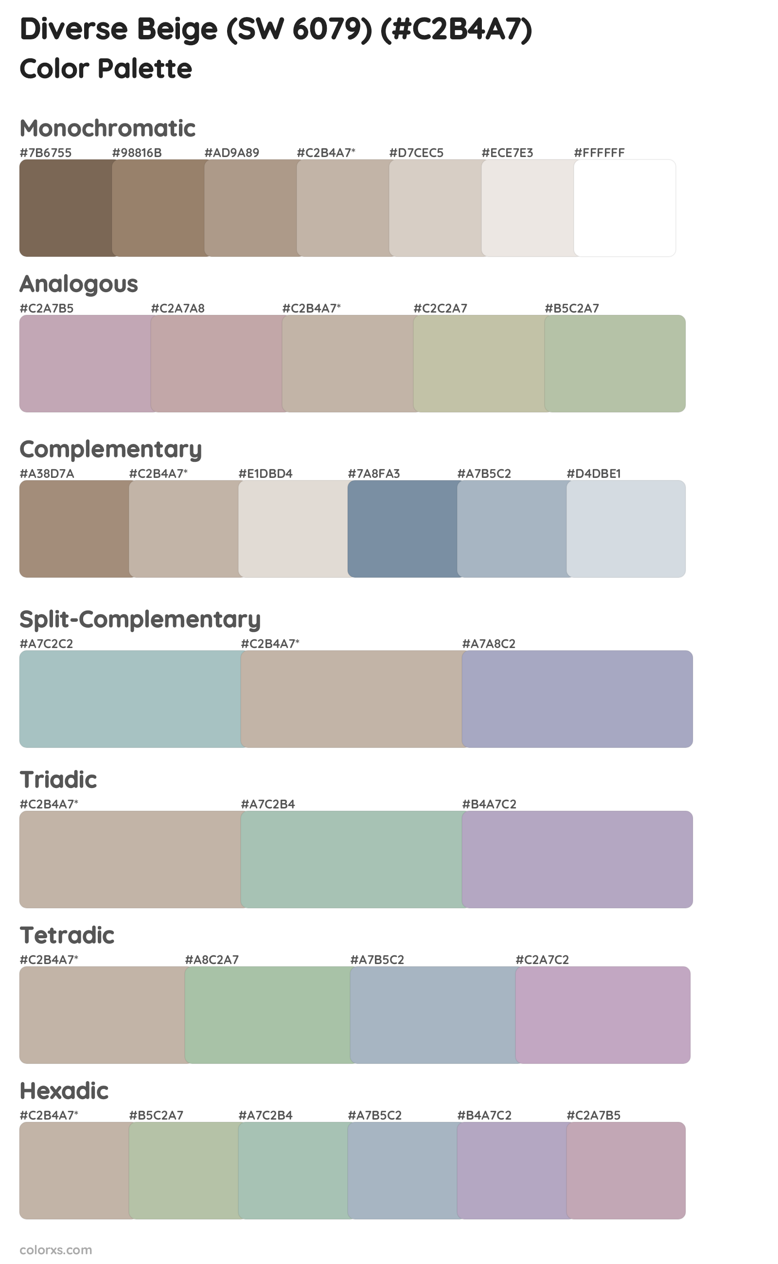 Diverse Beige (SW 6079) Color Scheme Palettes