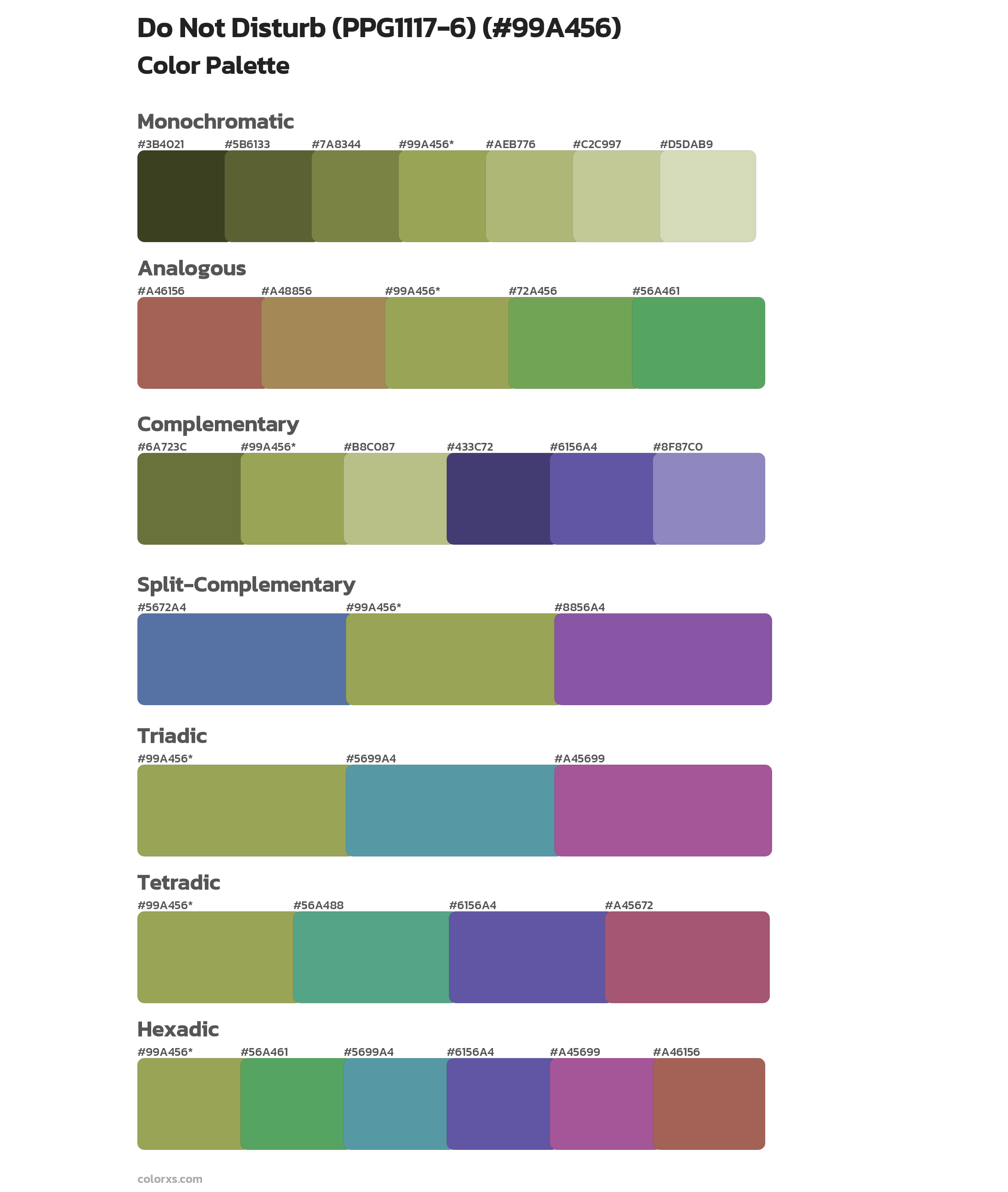 Do Not Disturb (PPG1117-6) Color Scheme Palettes