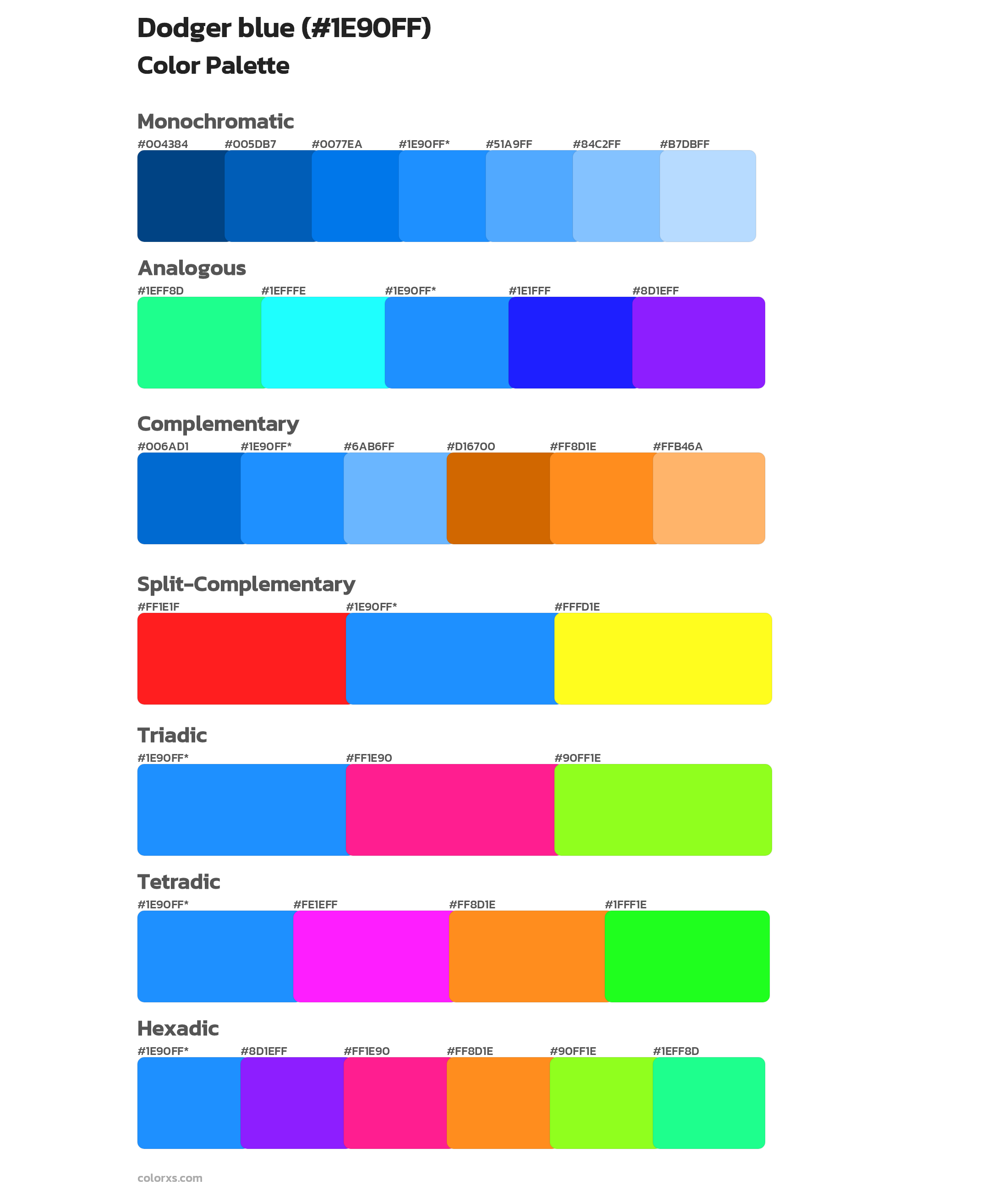 Dodger blue Color Scheme Palettes