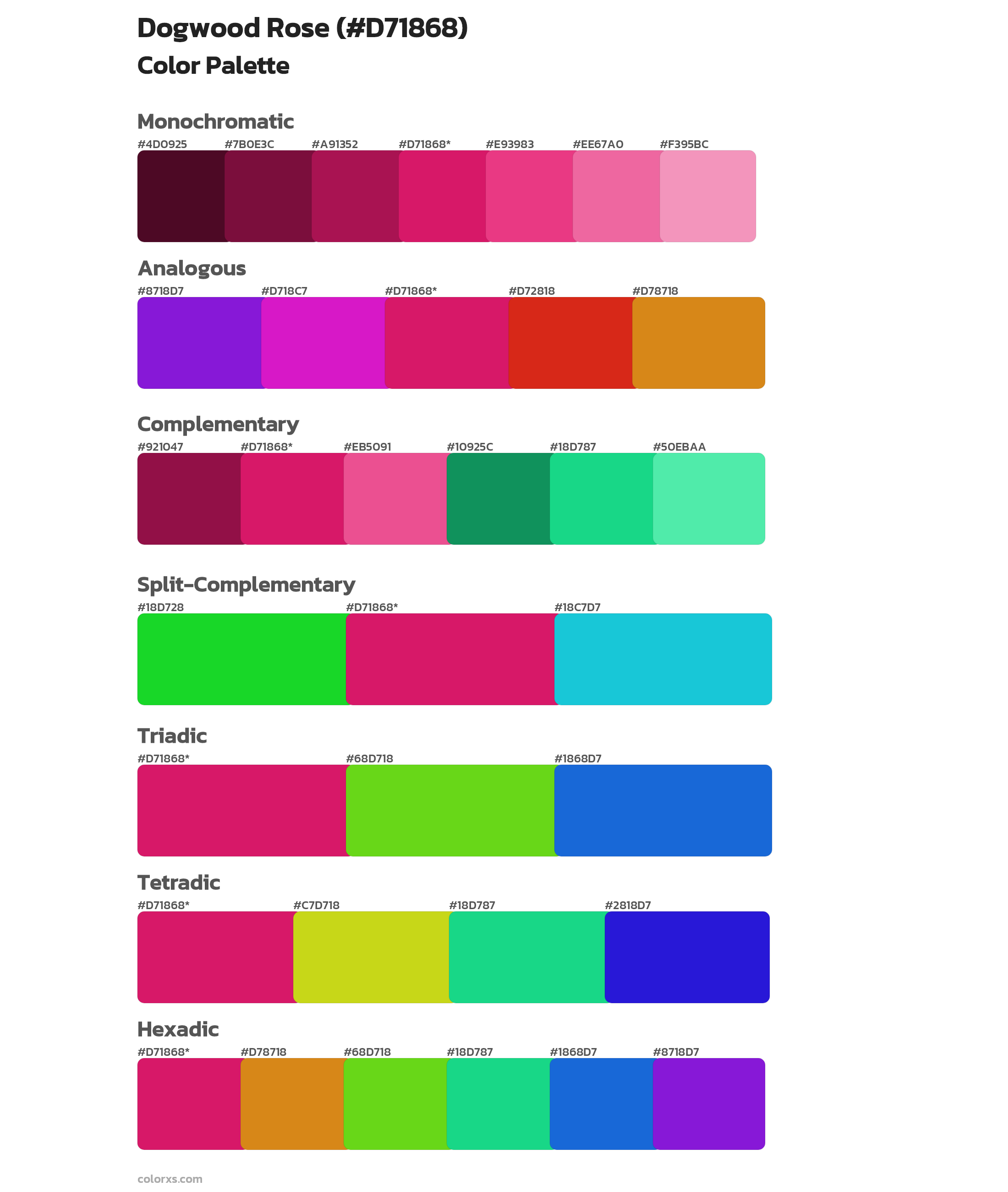 Dogwood Rose Color Scheme Palettes