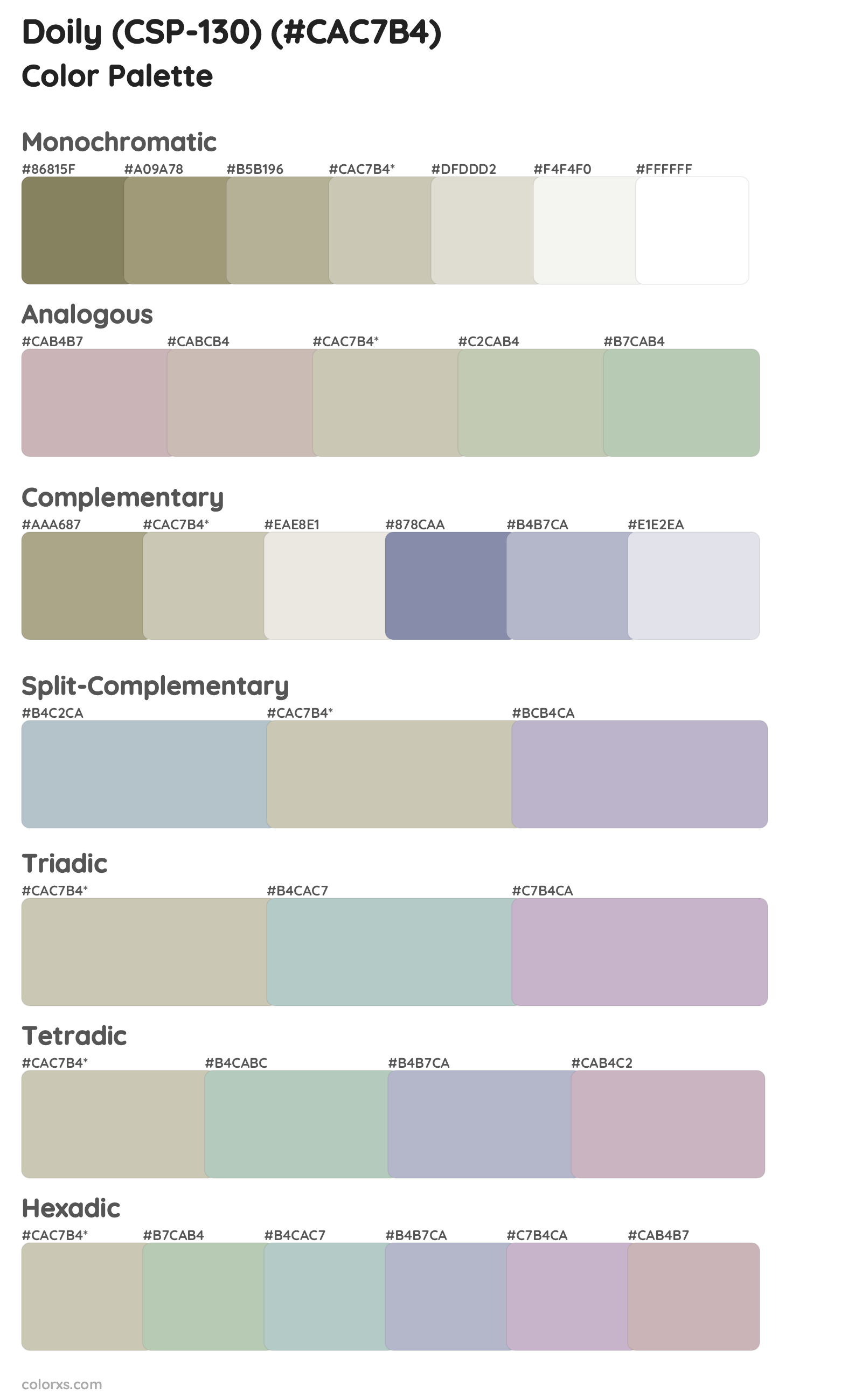 Doily (CSP-130) Color Scheme Palettes