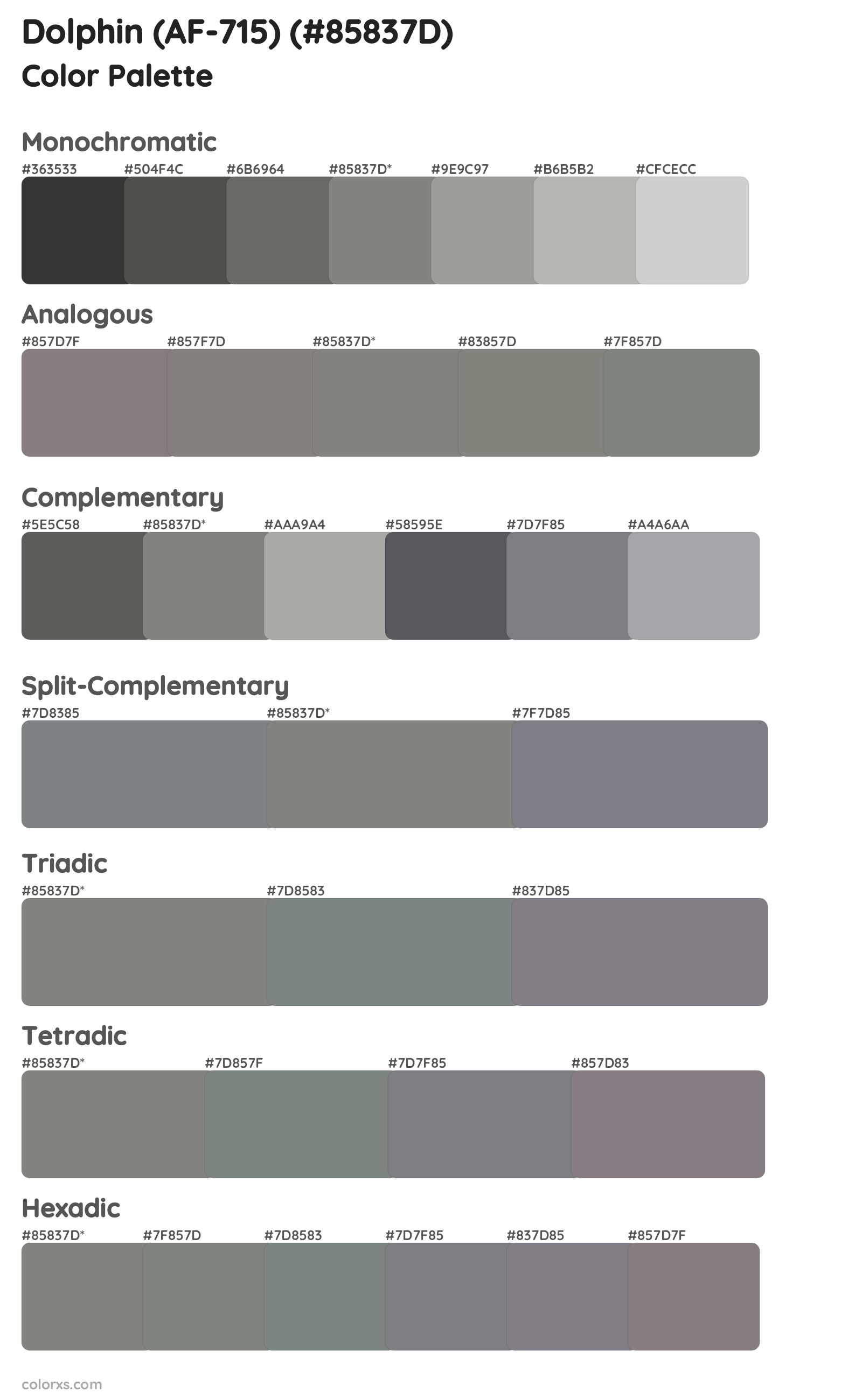 Dolphin (AF-715) Color Scheme Palettes