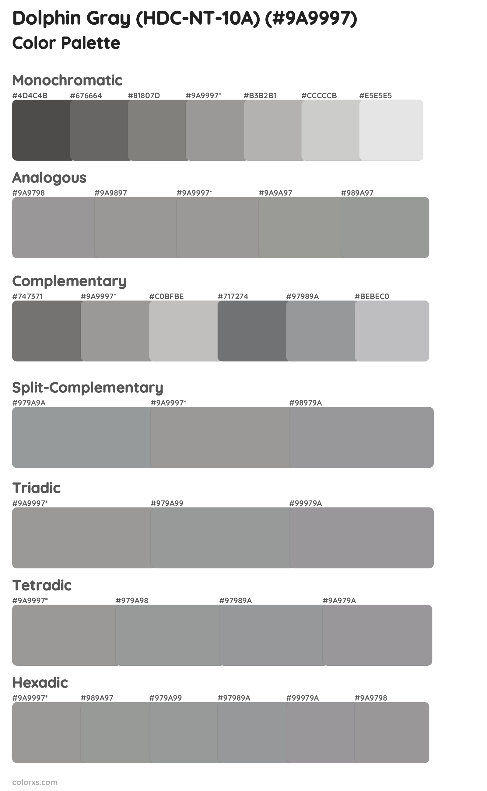 Dolphin Gray (HDC-NT-10A) Color Scheme Palettes