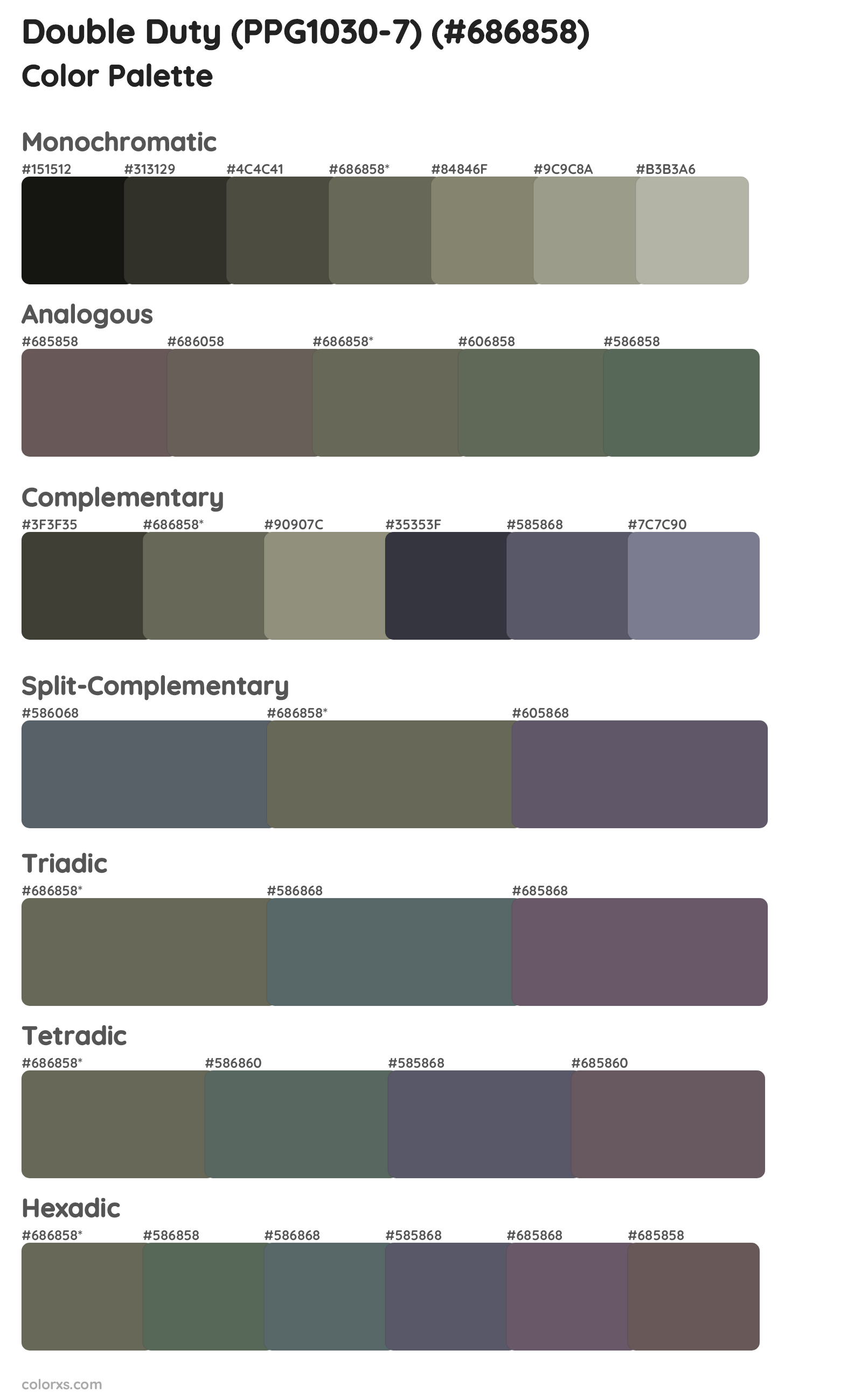 Double Duty (PPG1030-7) Color Scheme Palettes