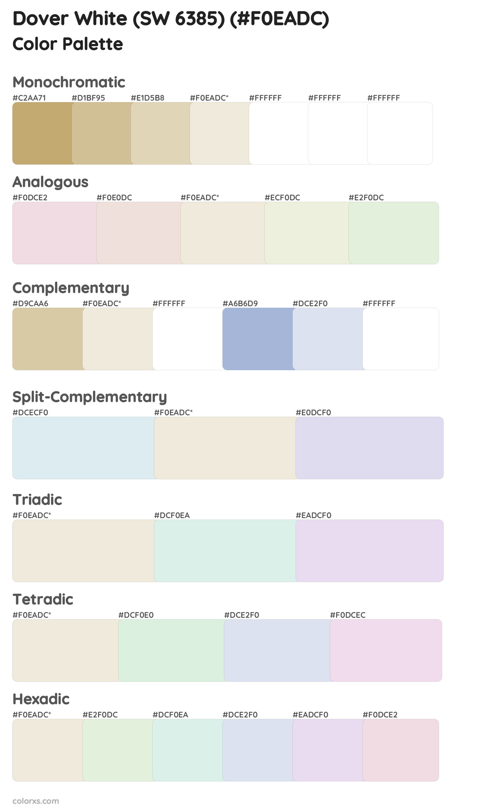 Dover White (SW 6385) Color Scheme Palettes