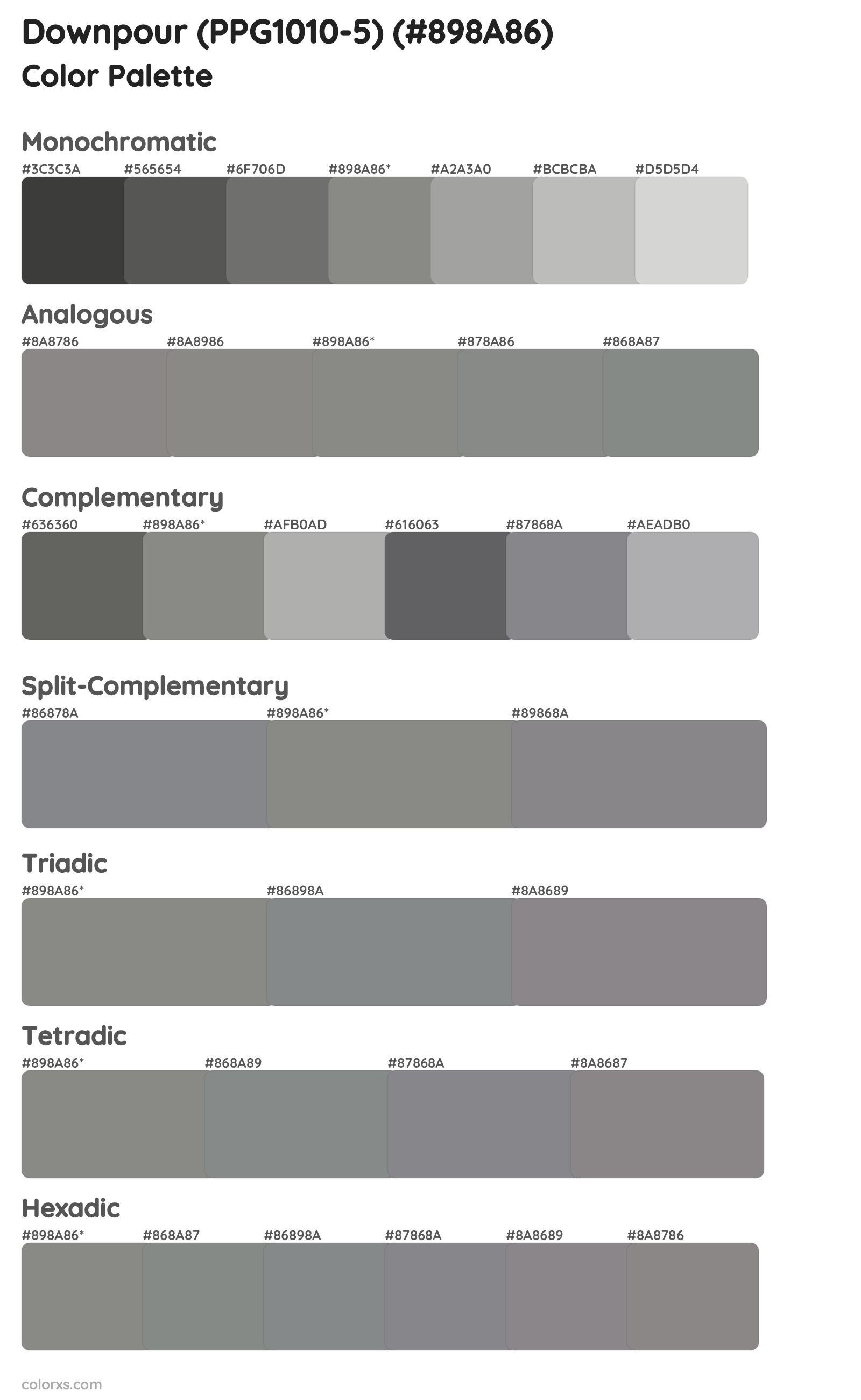 Downpour (PPG1010-5) Color Scheme Palettes