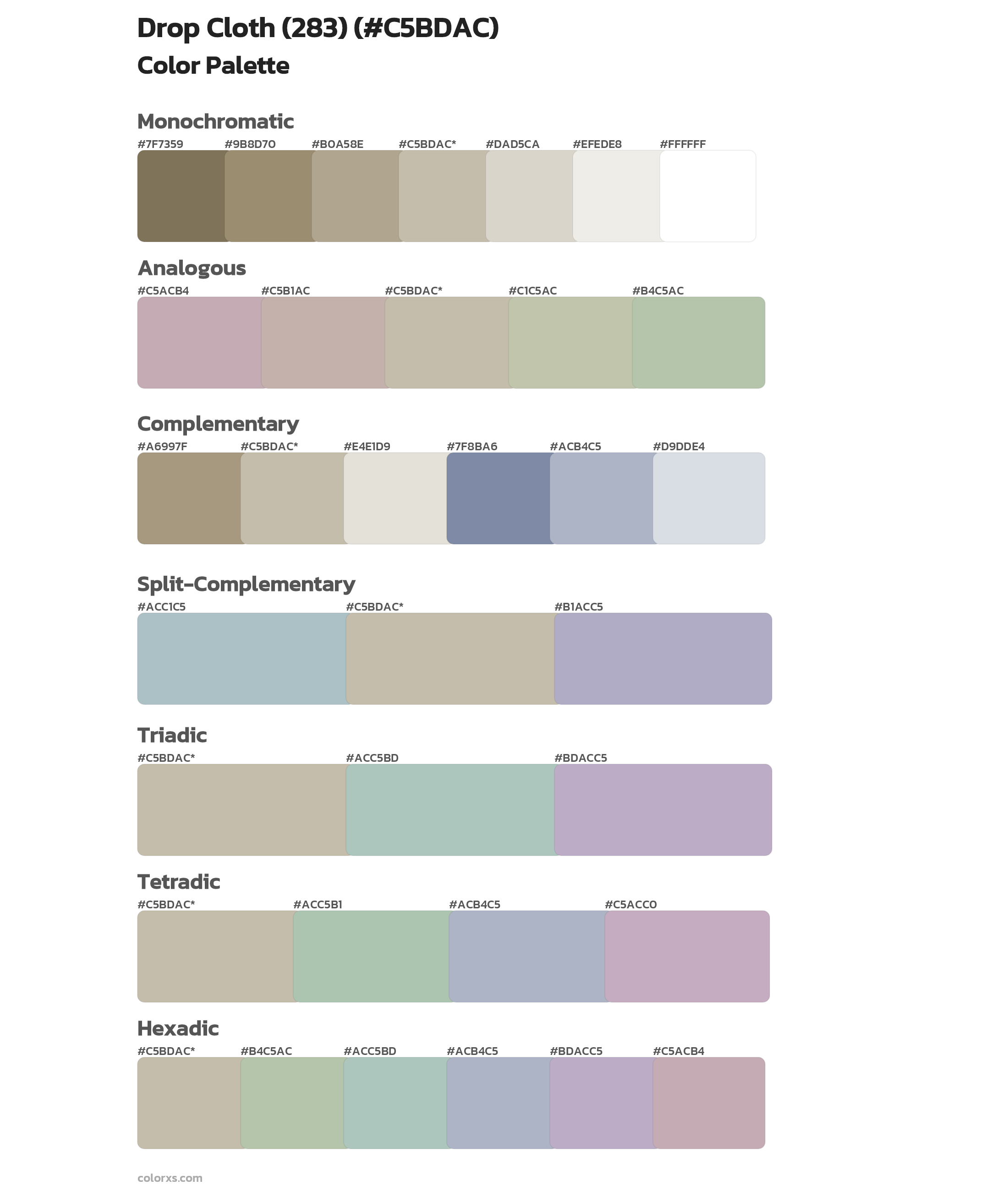 Drop Cloth (283) Color Scheme Palettes