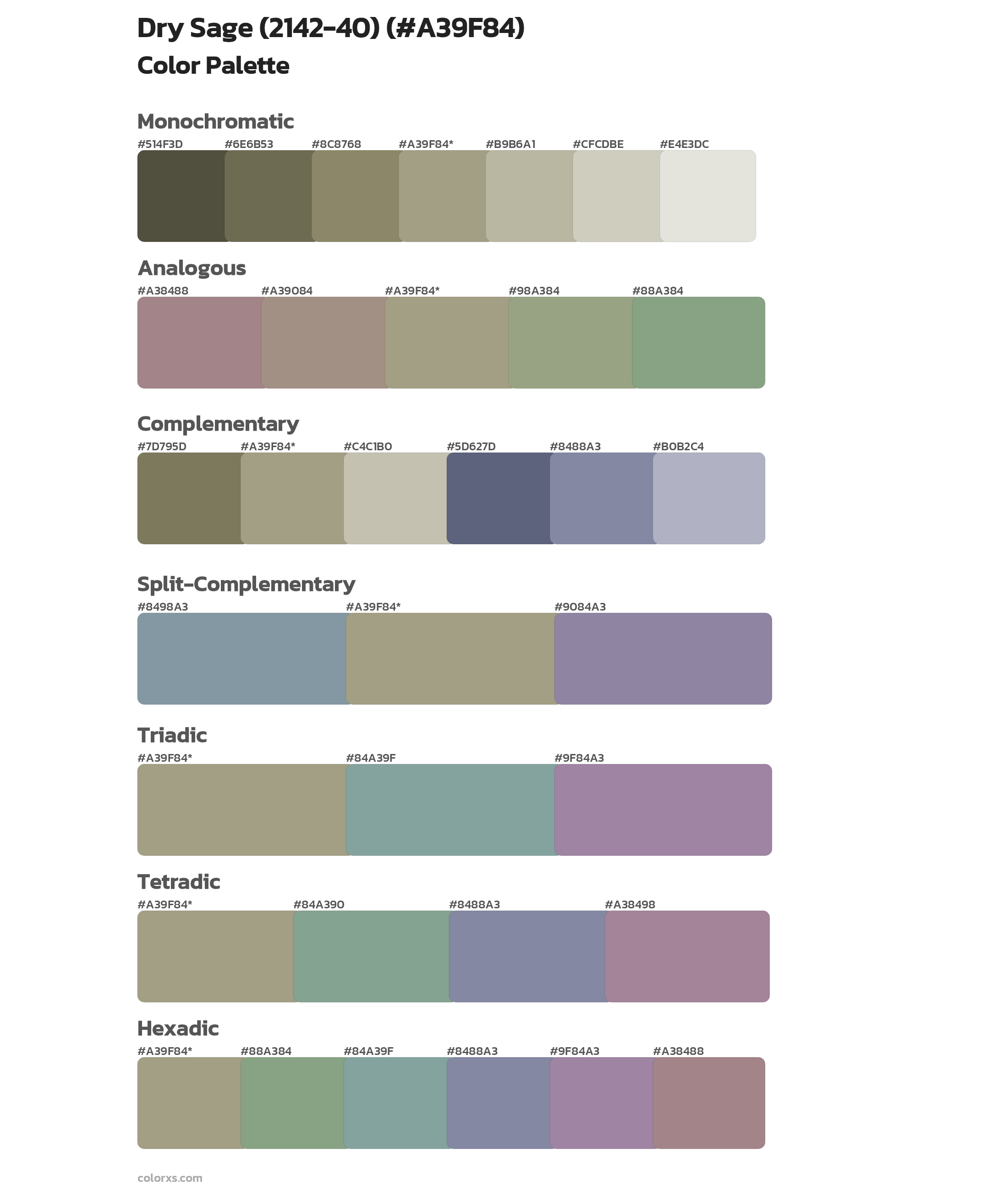 Dry Sage (2142-40) Color Scheme Palettes