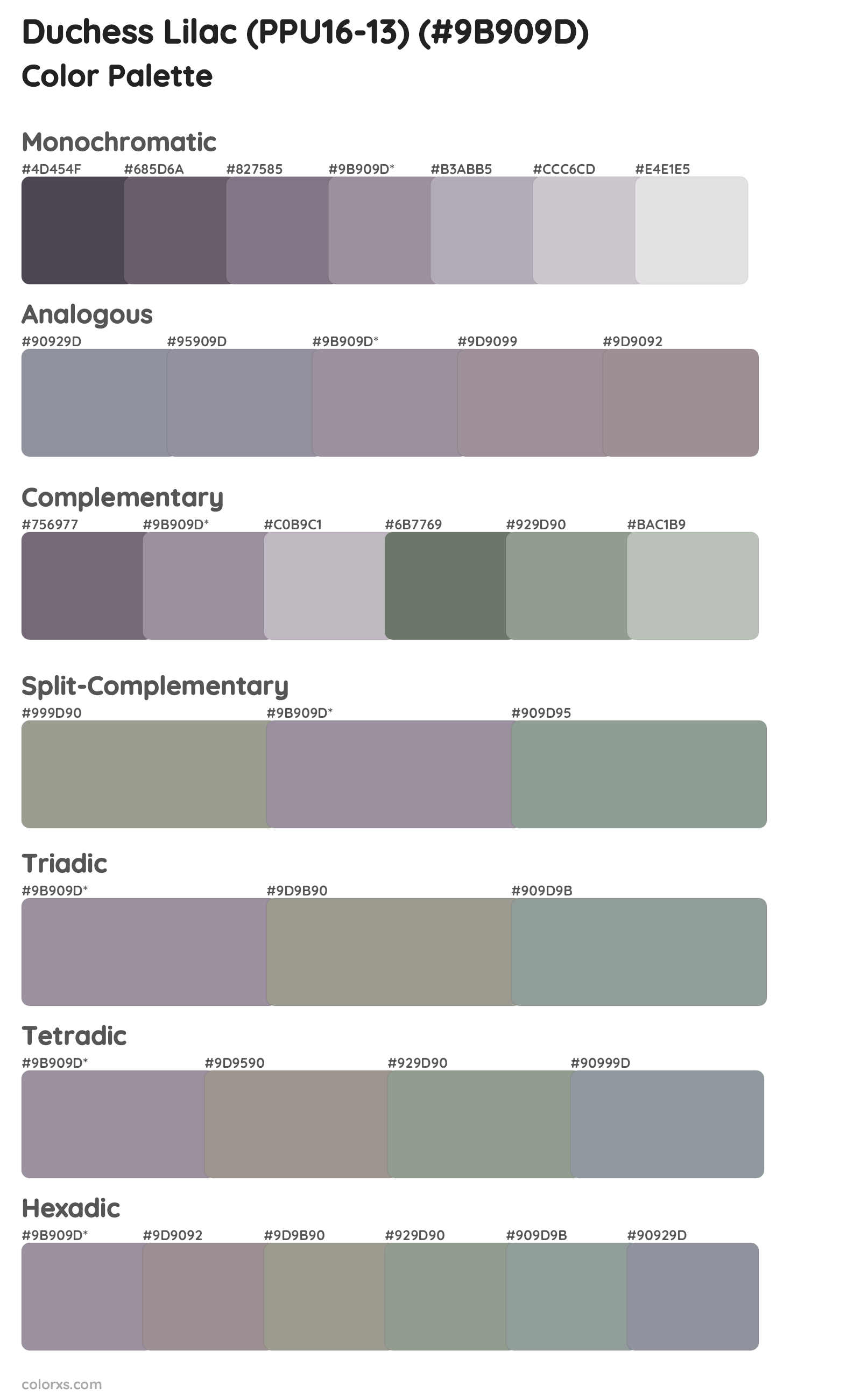 Duchess Lilac (PPU16-13) Color Scheme Palettes
