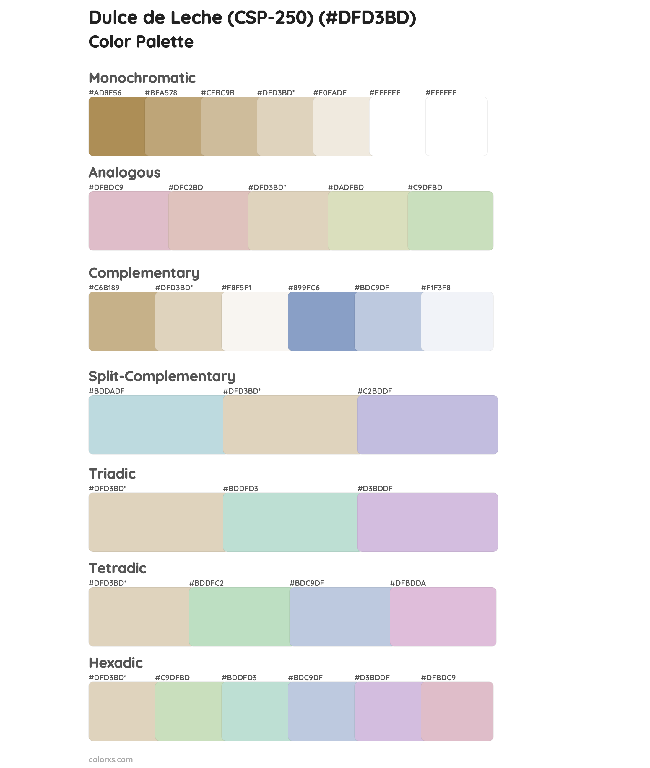 Dulce de Leche (CSP-250) Color Scheme Palettes