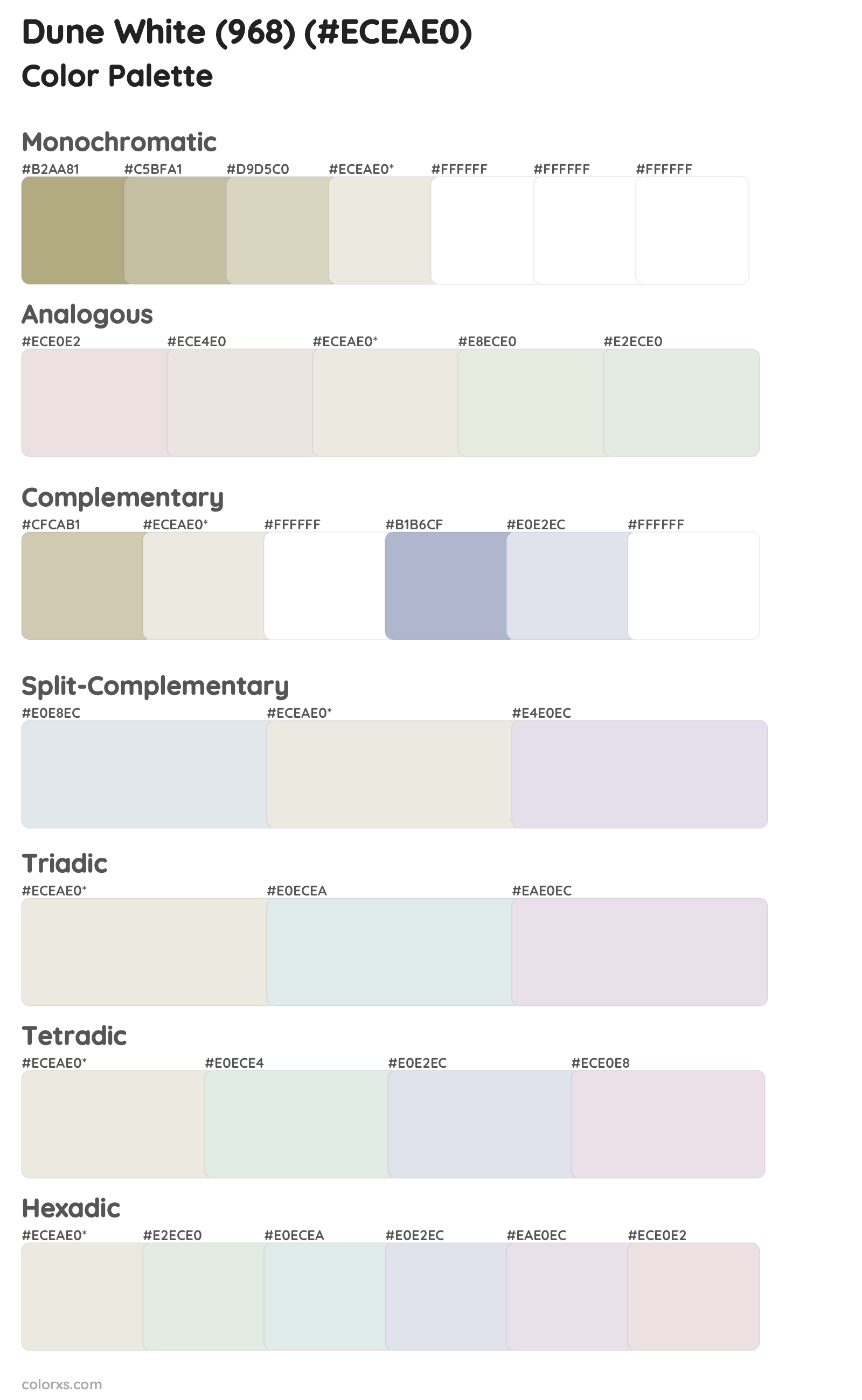 Dune White (968) Color Scheme Palettes