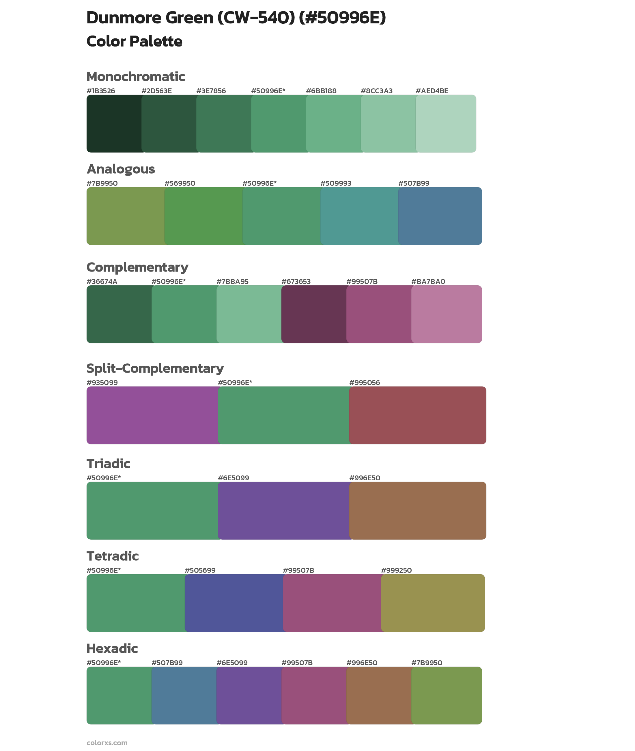 Dunmore Green (CW-540) Color Scheme Palettes