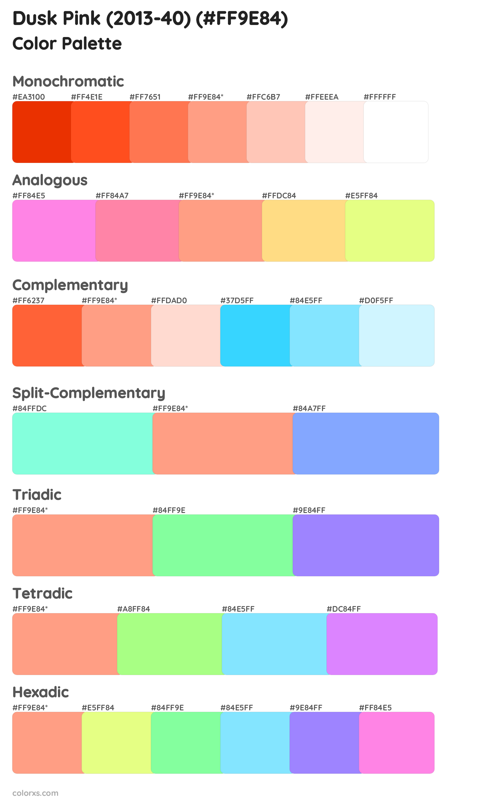 Dusk Pink (2013-40) Color Scheme Palettes