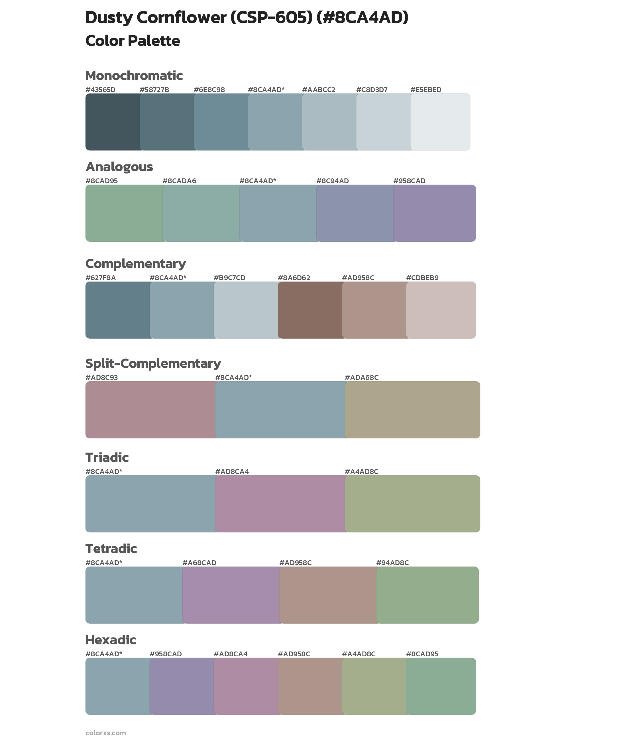 Dusty Cornflower (CSP-605) Color Scheme Palettes