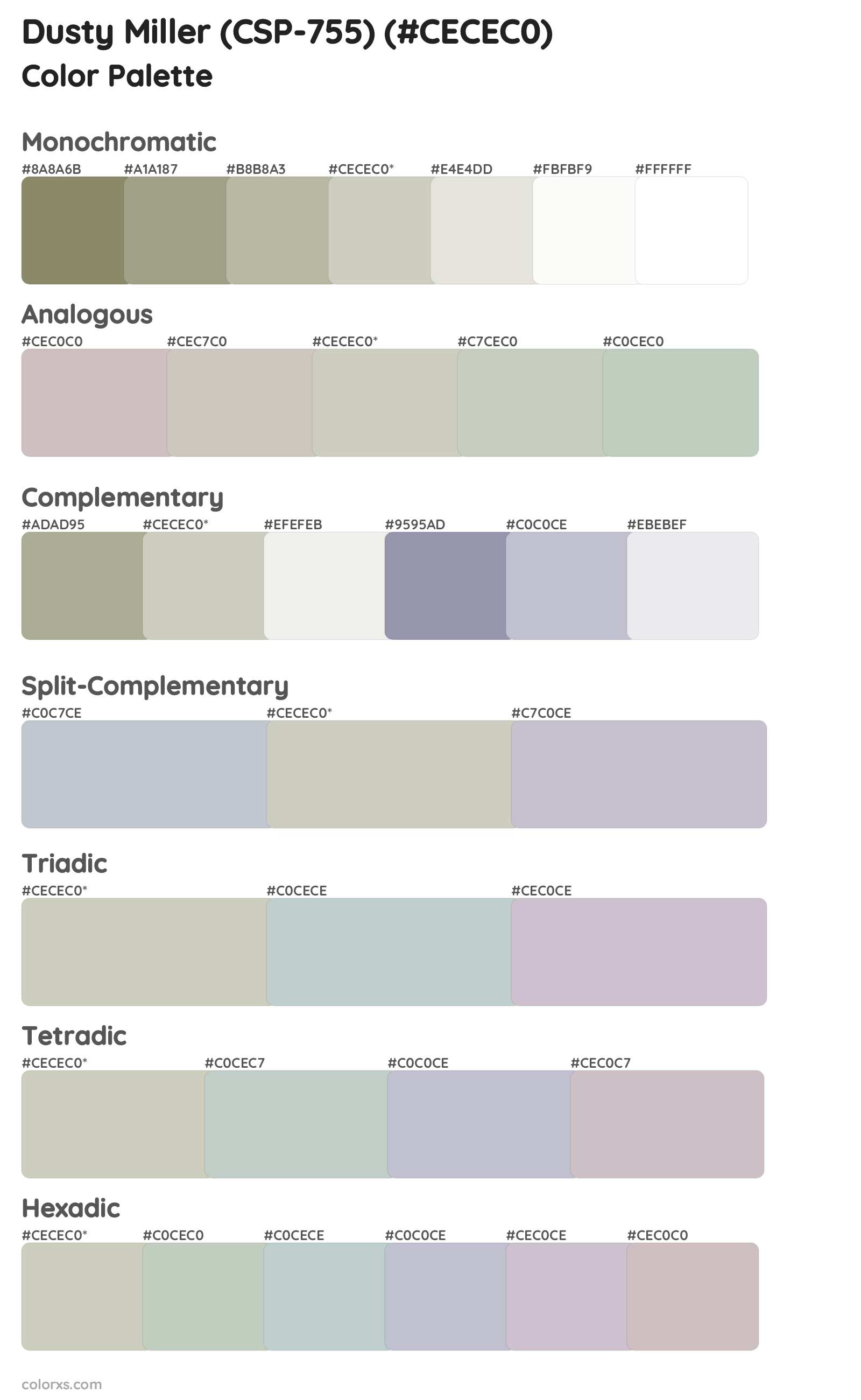 Dusty Miller (CSP-755) Color Scheme Palettes