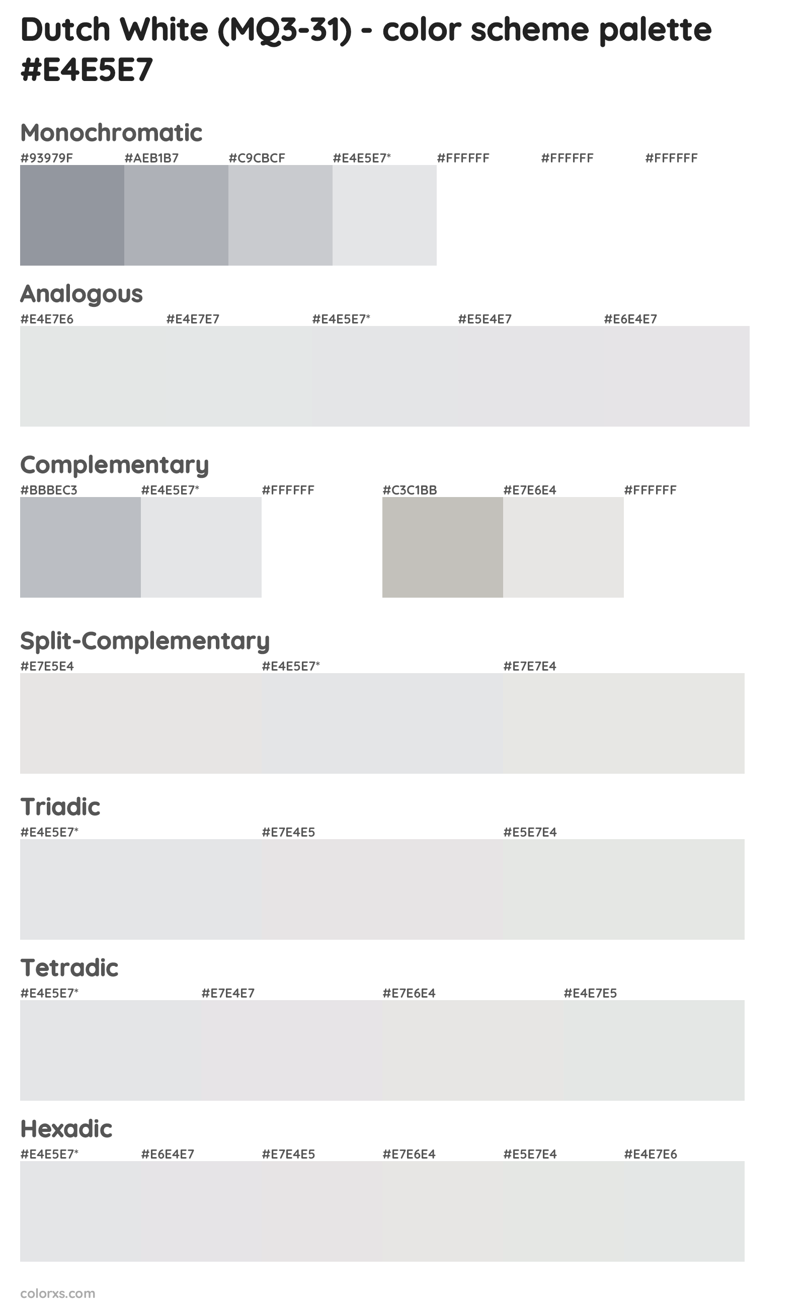 Dutch White (MQ3-31) Color Scheme Palettes