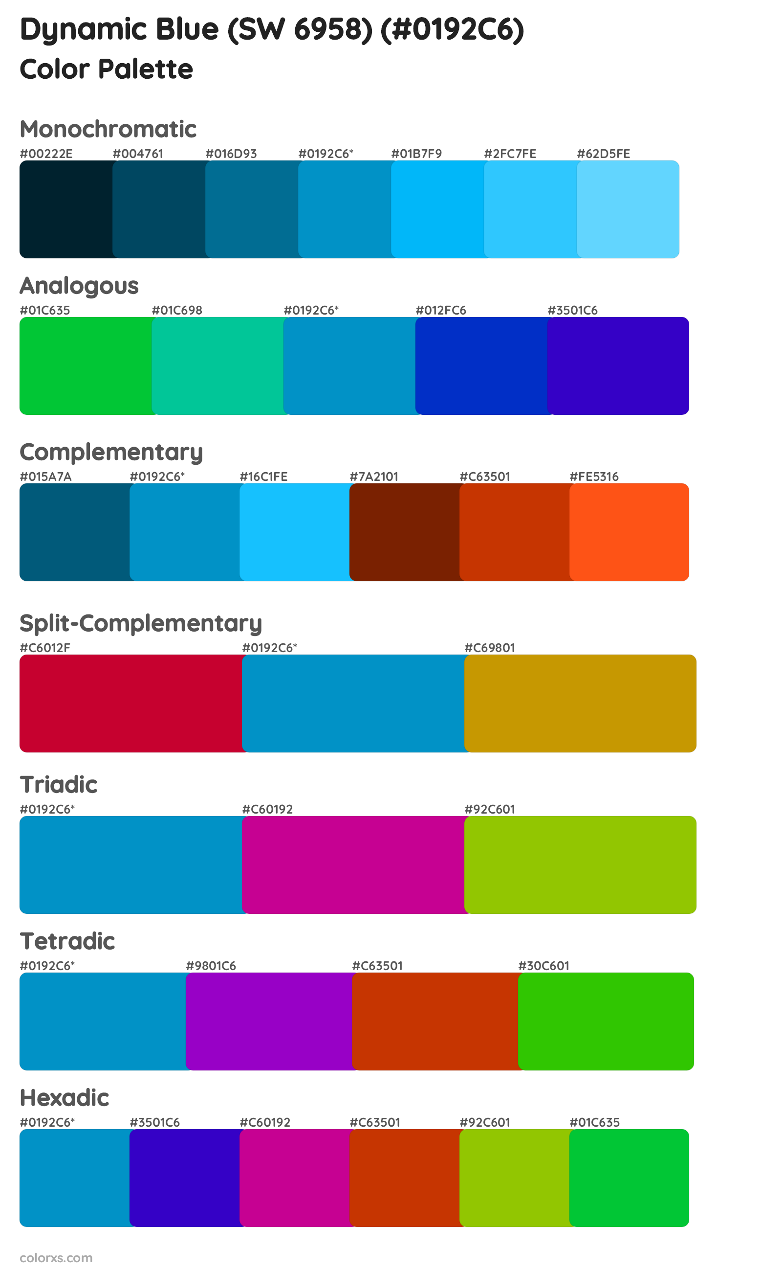 Dynamic Blue (SW 6958) Color Scheme Palettes