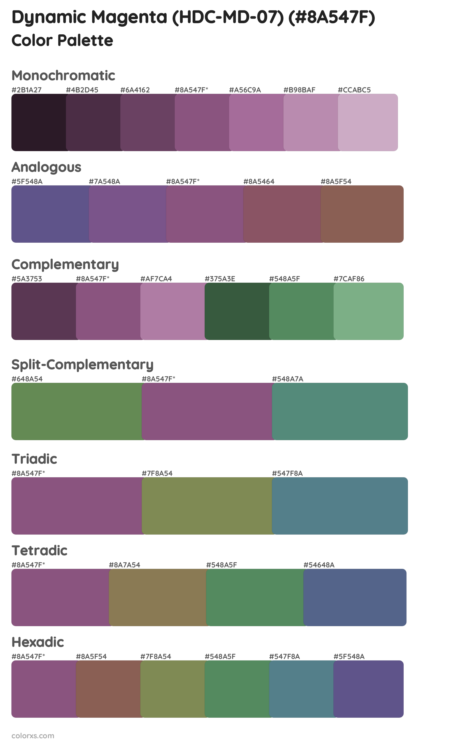 Dynamic Magenta (HDC-MD-07) Color Scheme Palettes