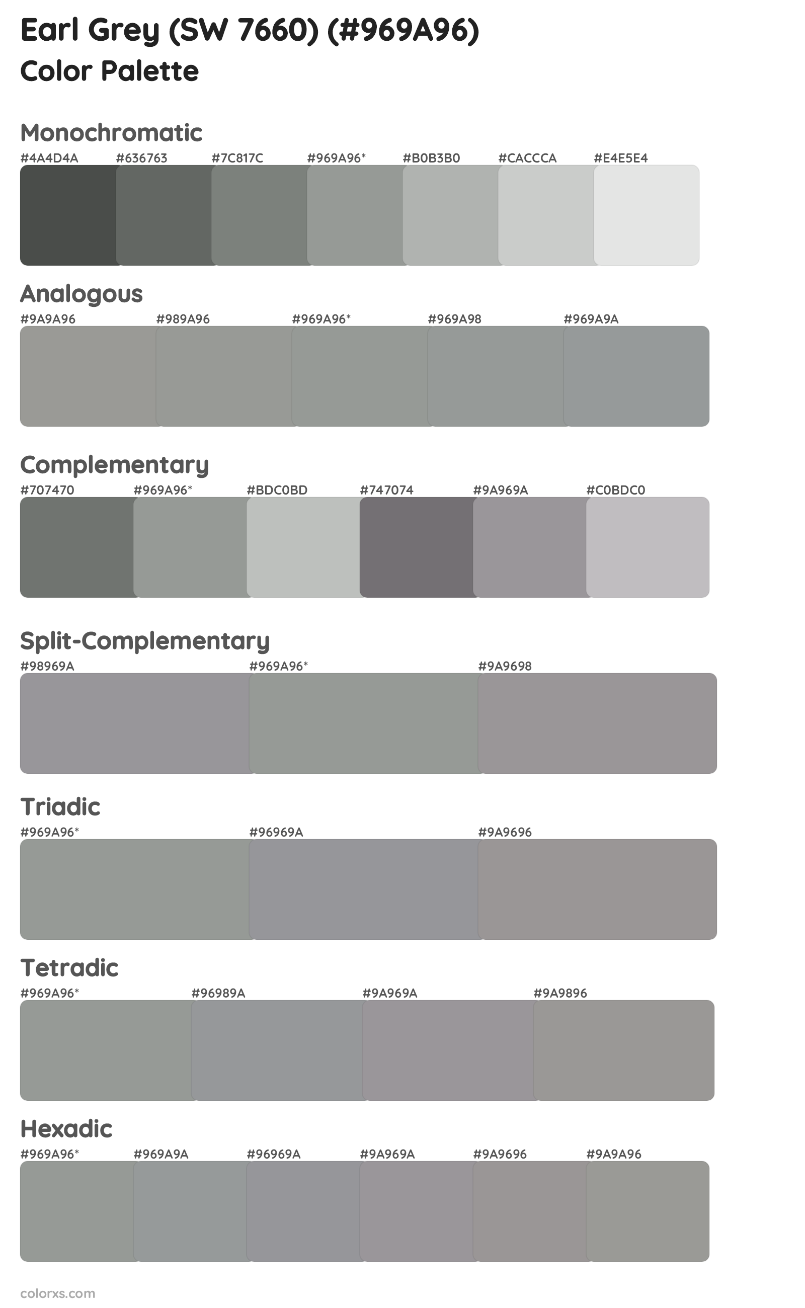 Earl Grey (SW 7660) Color Scheme Palettes