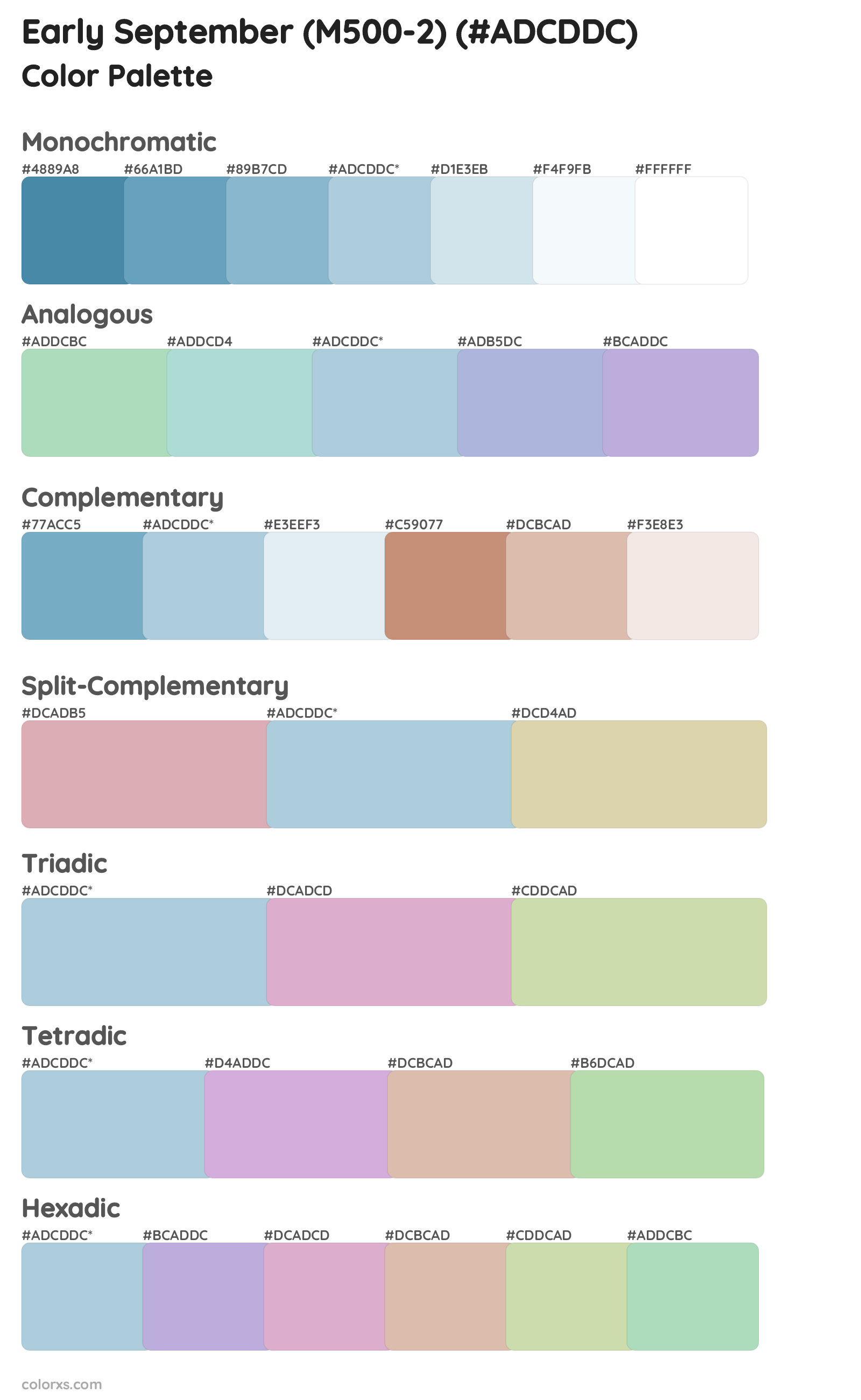 Early September (M500-2) Color Scheme Palettes