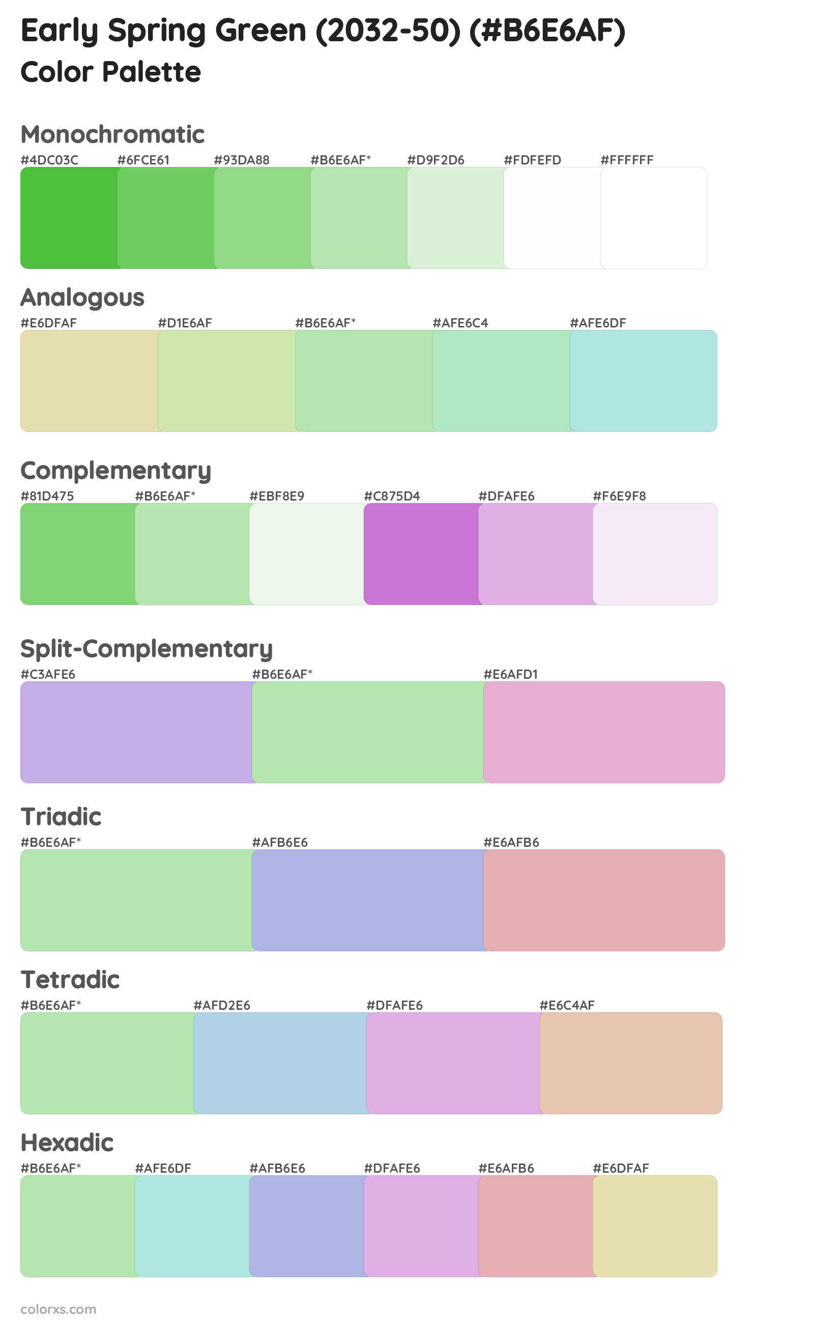 Early Spring Green (2032-50) Color Scheme Palettes