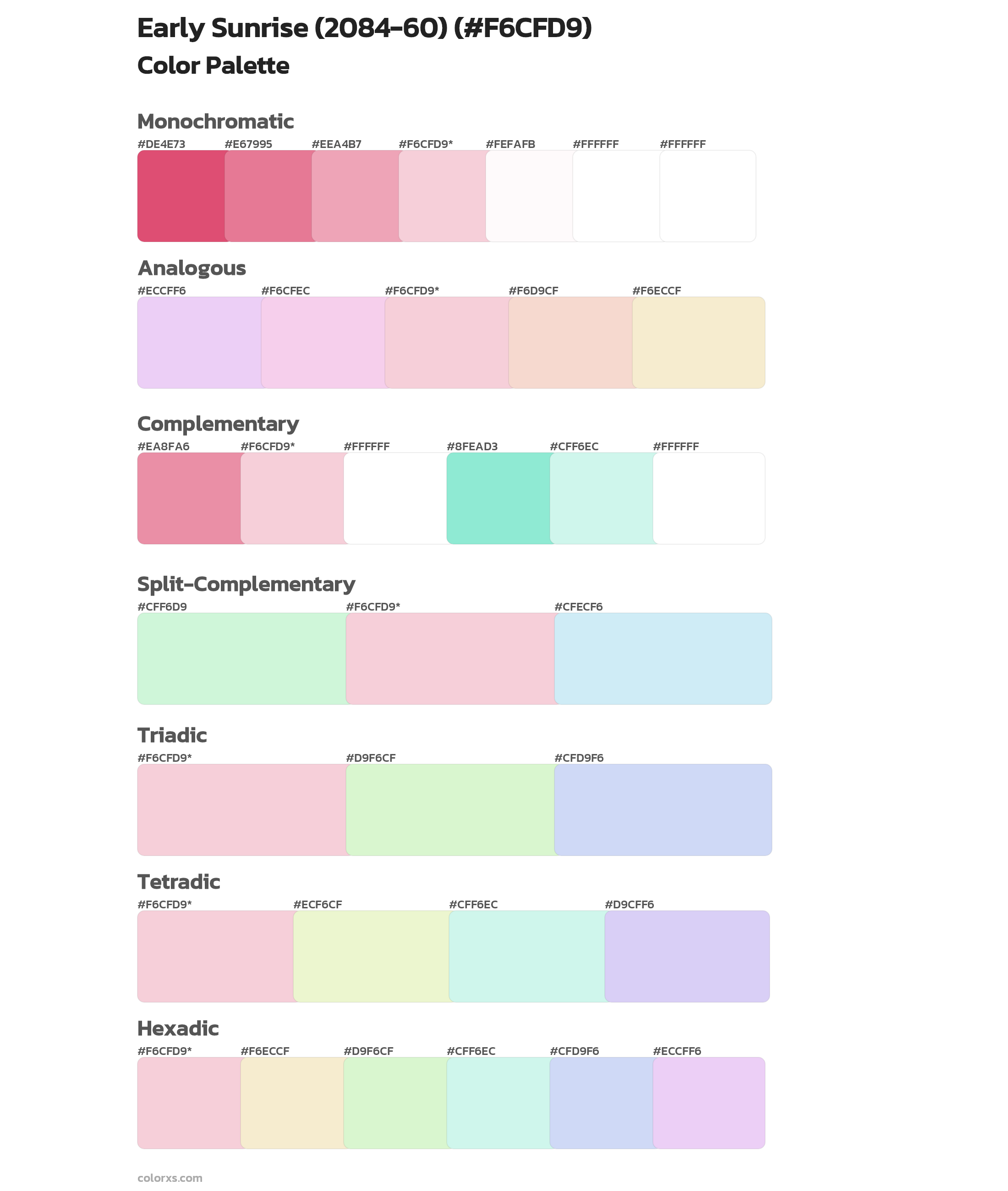 Early Sunrise (2084-60) Color Scheme Palettes