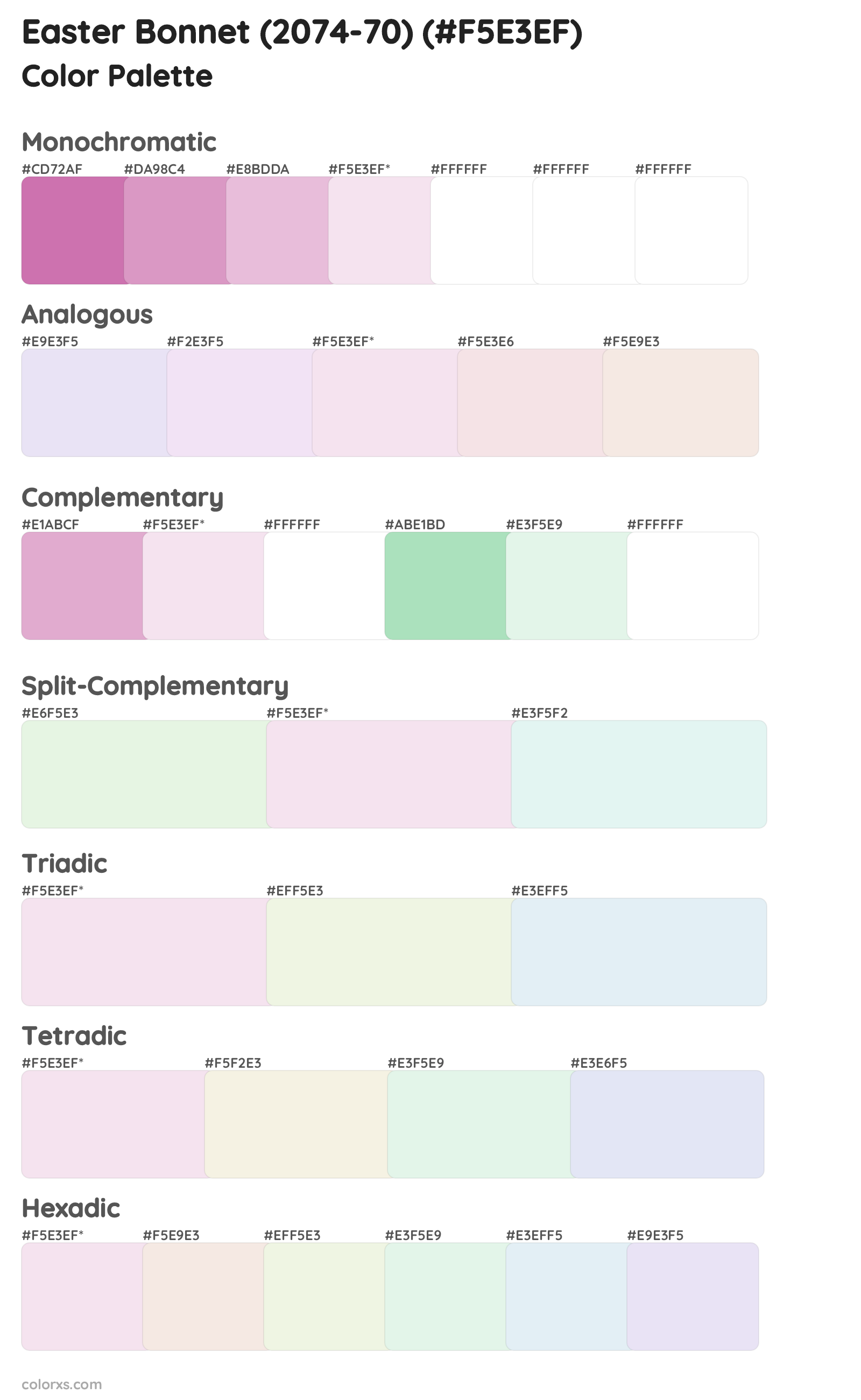 Easter Bonnet (2074-70) Color Scheme Palettes