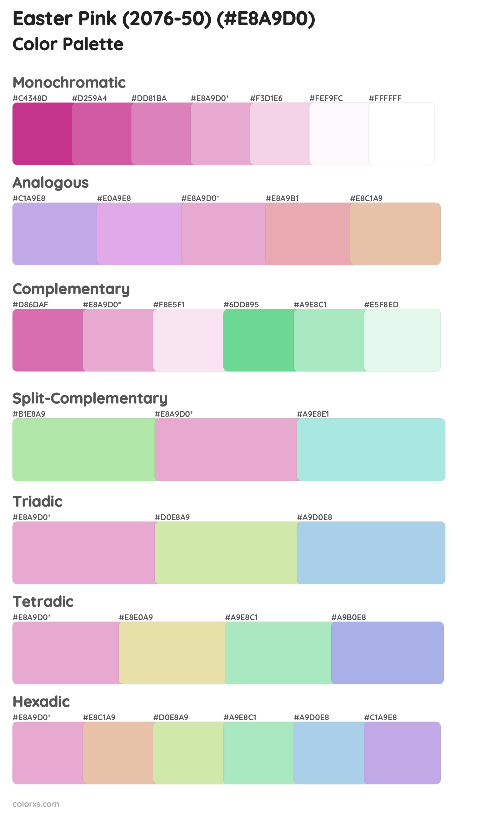 Easter Pink (2076-50) Color Scheme Palettes