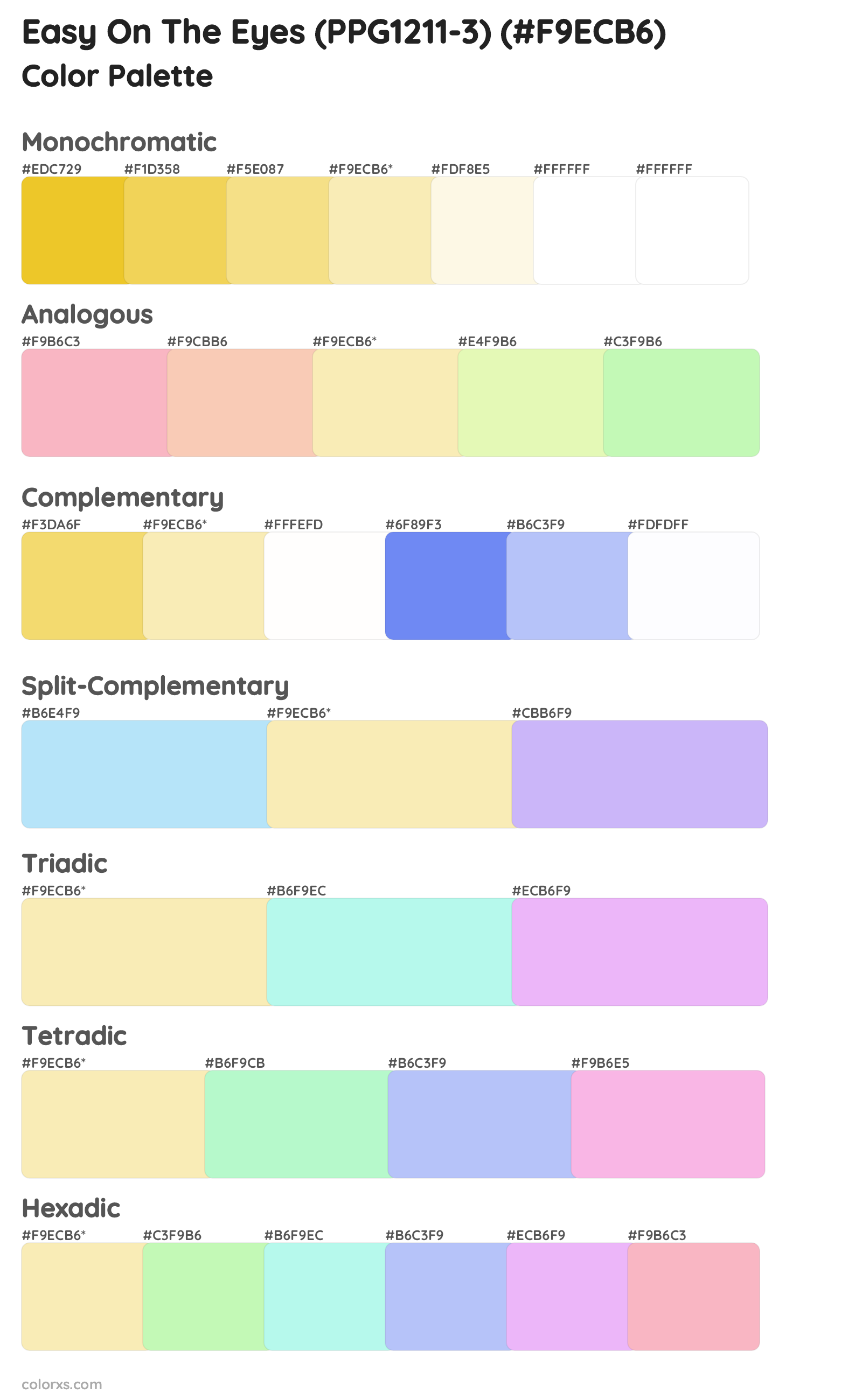 Easy On The Eyes (PPG1211-3) Color Scheme Palettes