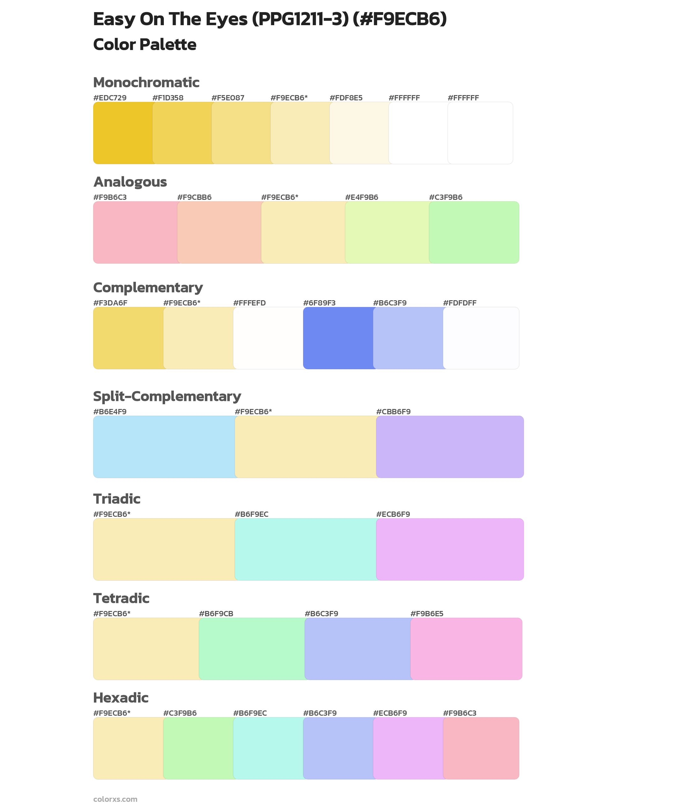 Easy On The Eyes (PPG1211-3) Color Scheme Palettes