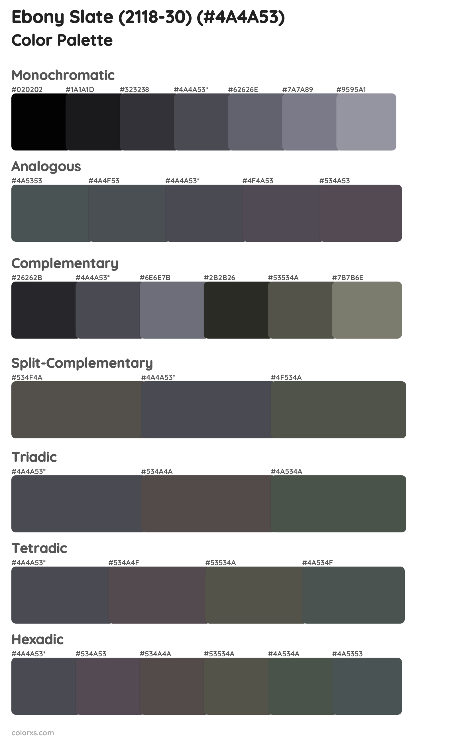 Ebony Slate (2118-30) Color Scheme Palettes