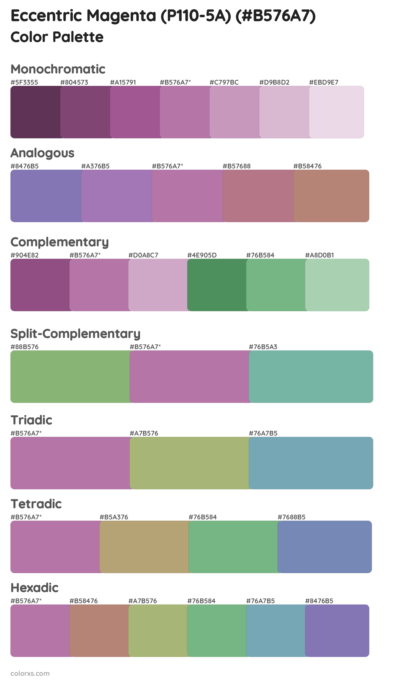 Eccentric Magenta (P110-5A) Color Scheme Palettes