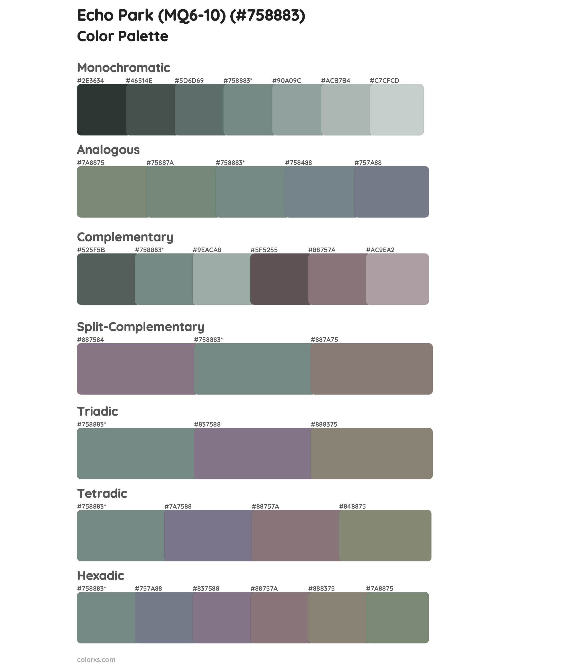 Echo Park (MQ6-10) Color Scheme Palettes