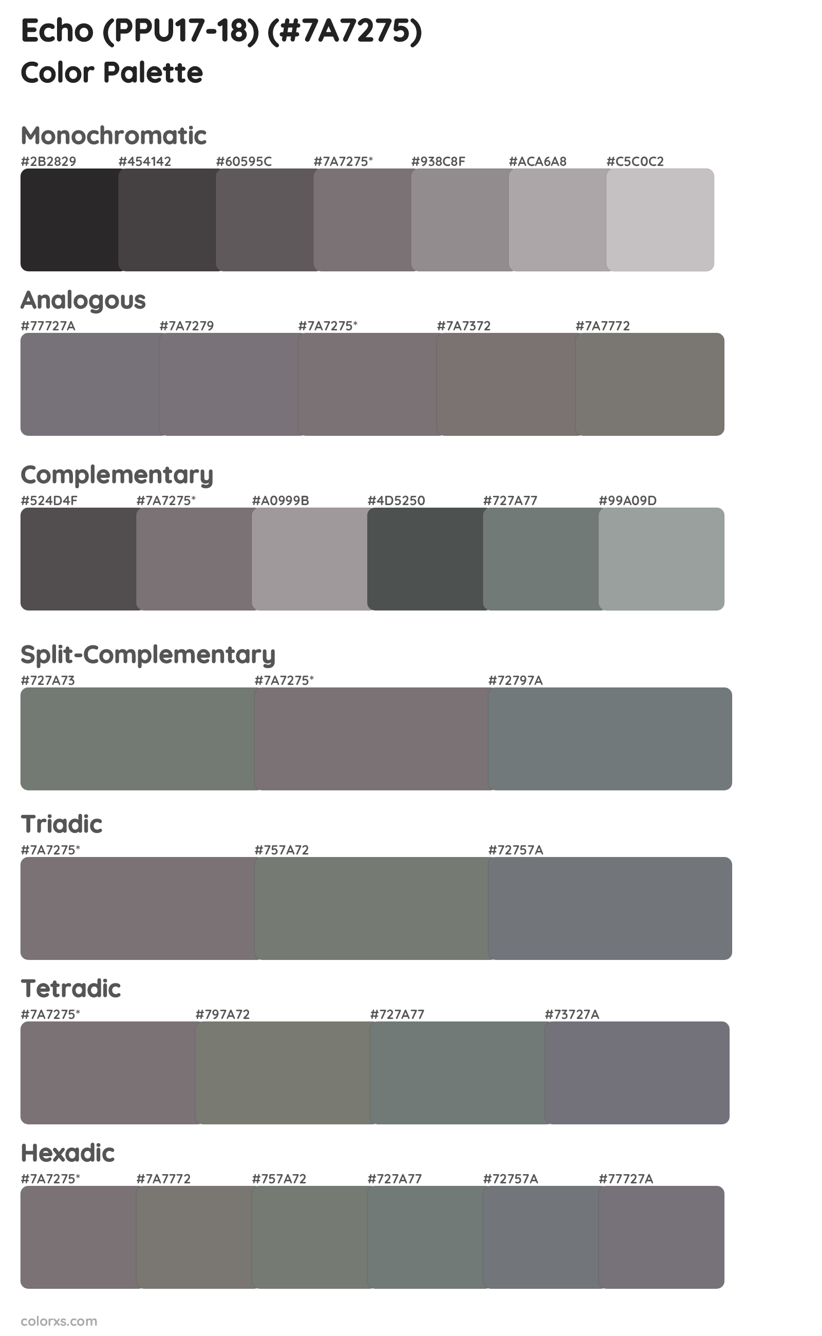 Echo (PPU17-18) Color Scheme Palettes