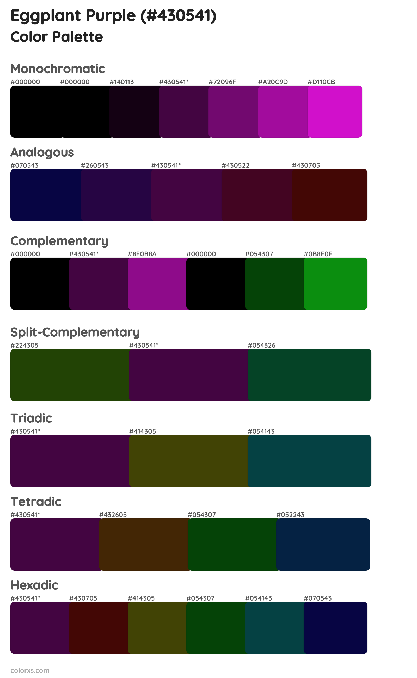 Eggplant Purple Color Scheme Palettes