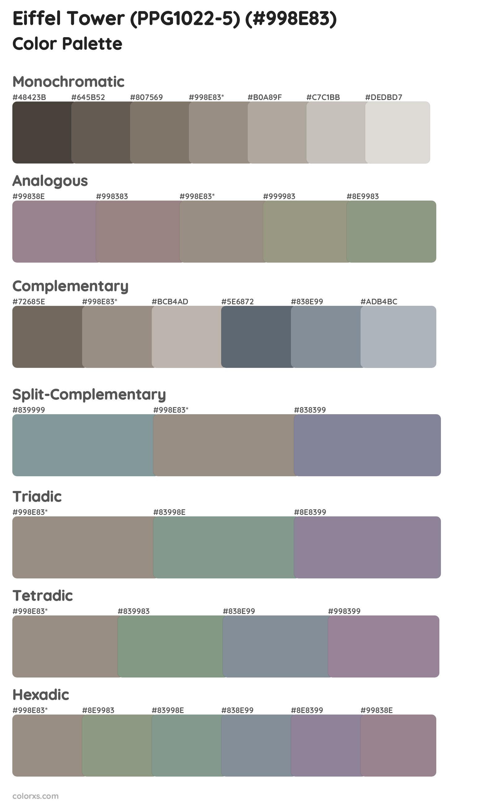 Eiffel Tower (PPG1022-5) Color Scheme Palettes