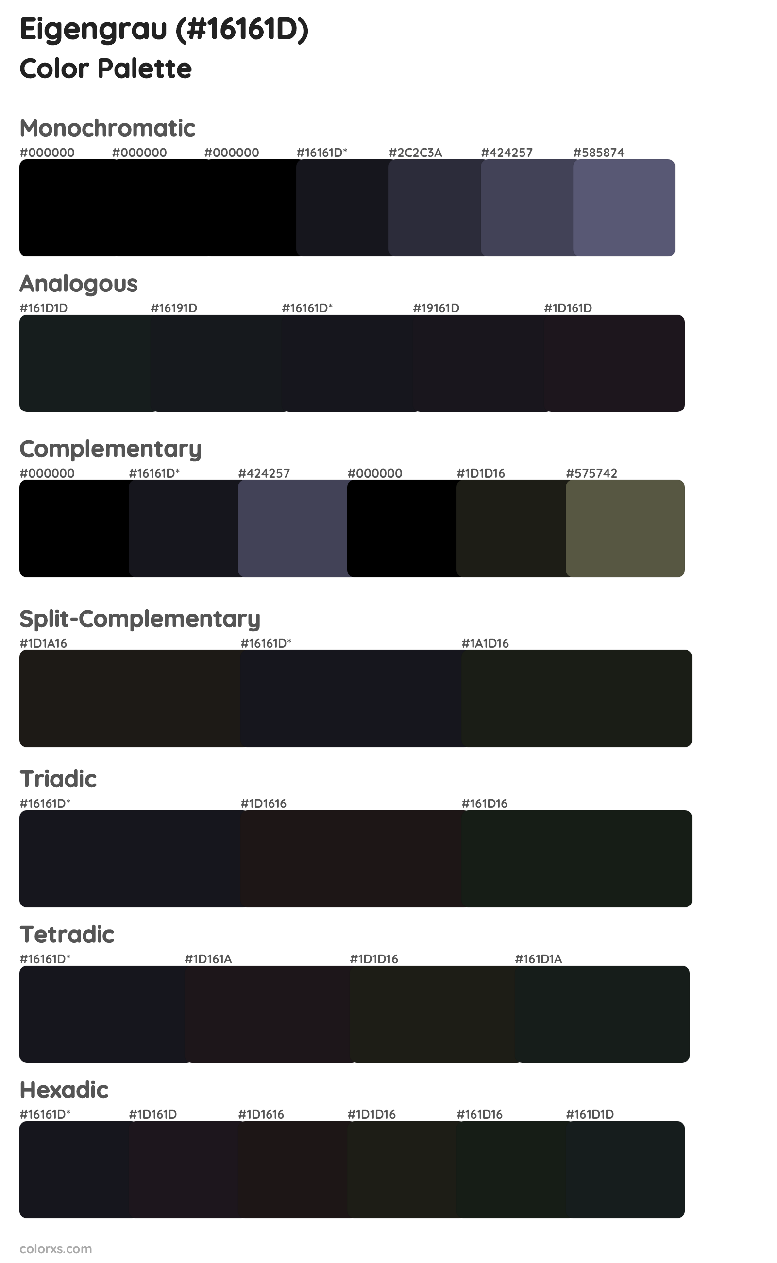 Eigengrau Color Scheme Palettes