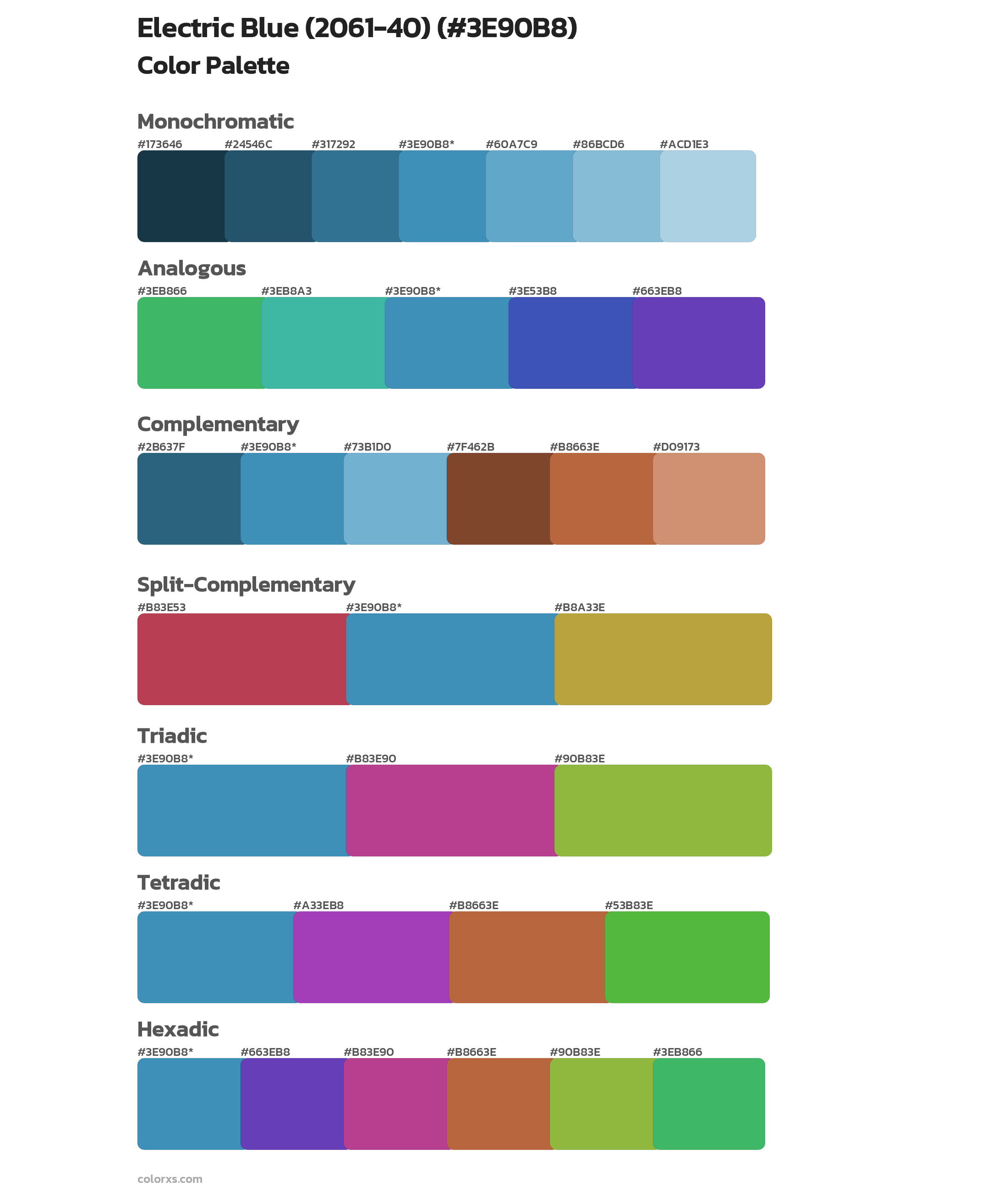 Electric Blue (2061-40) Color Scheme Palettes