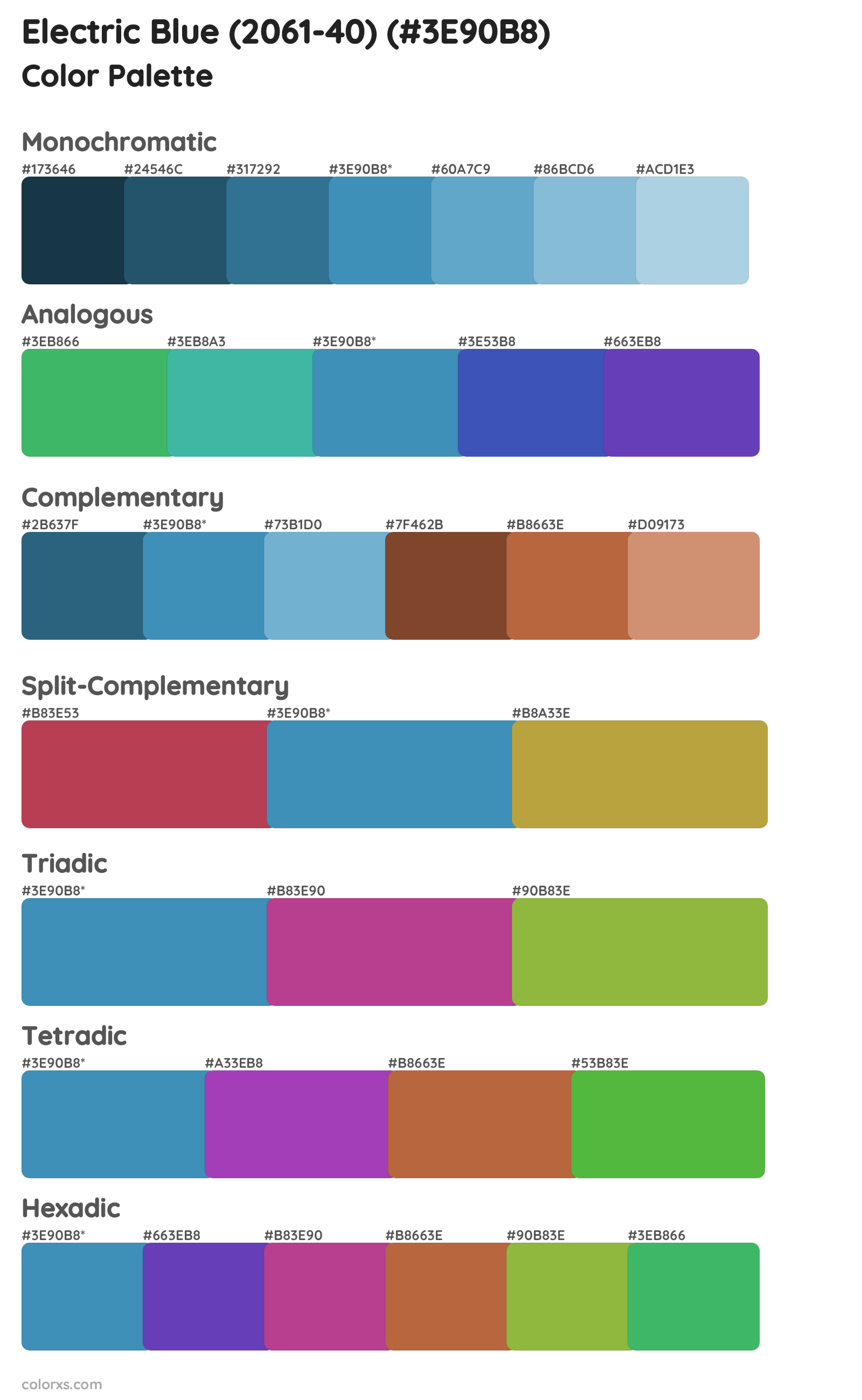 Electric Blue (2061-40) Color Scheme Palettes