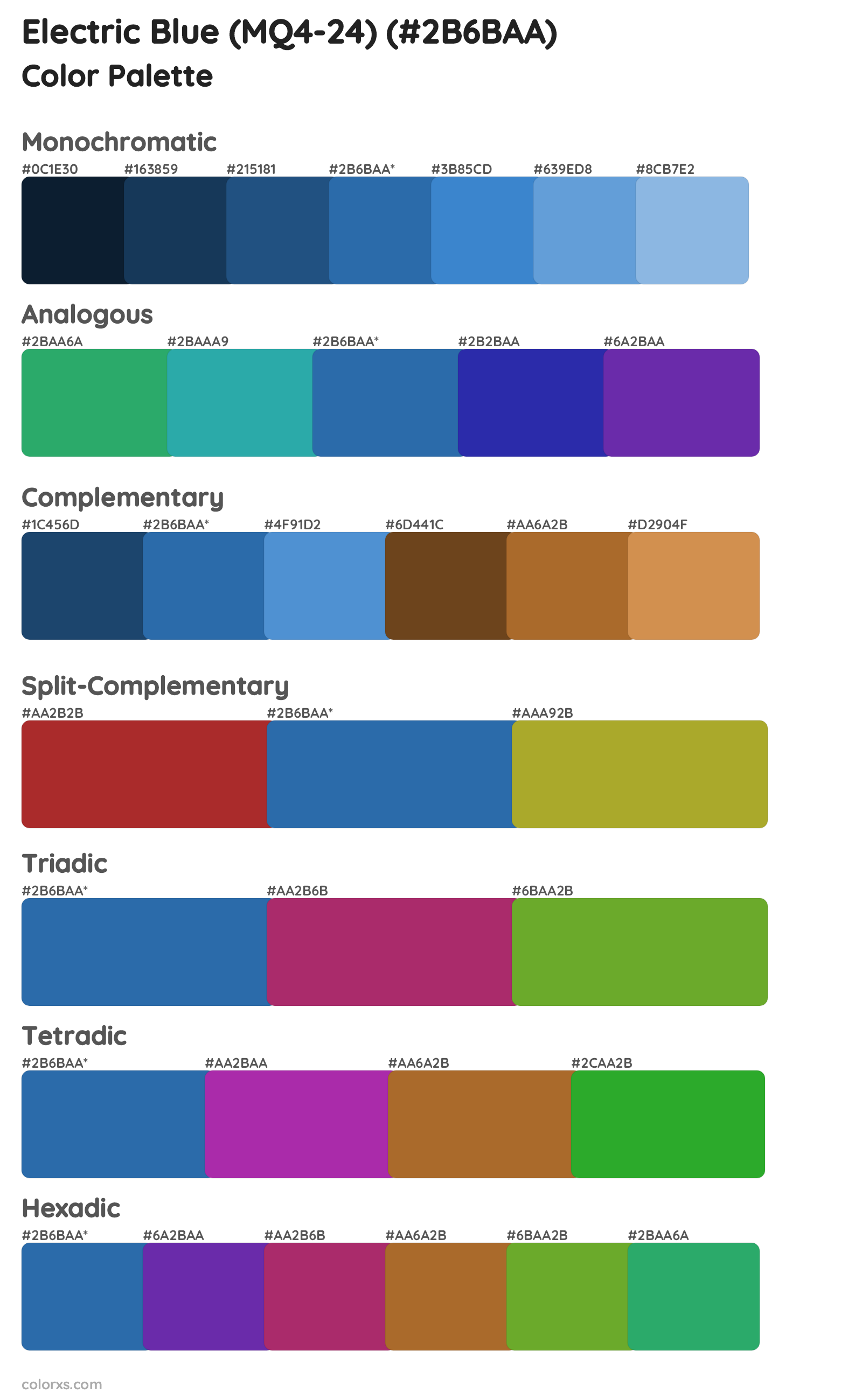 Electric Blue (MQ4-24) Color Scheme Palettes