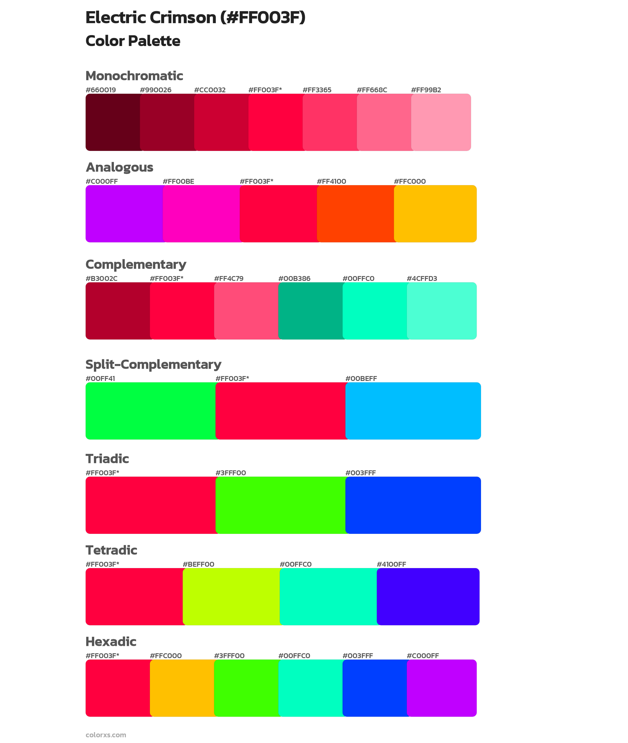 Electric Crimson Color Scheme Palettes