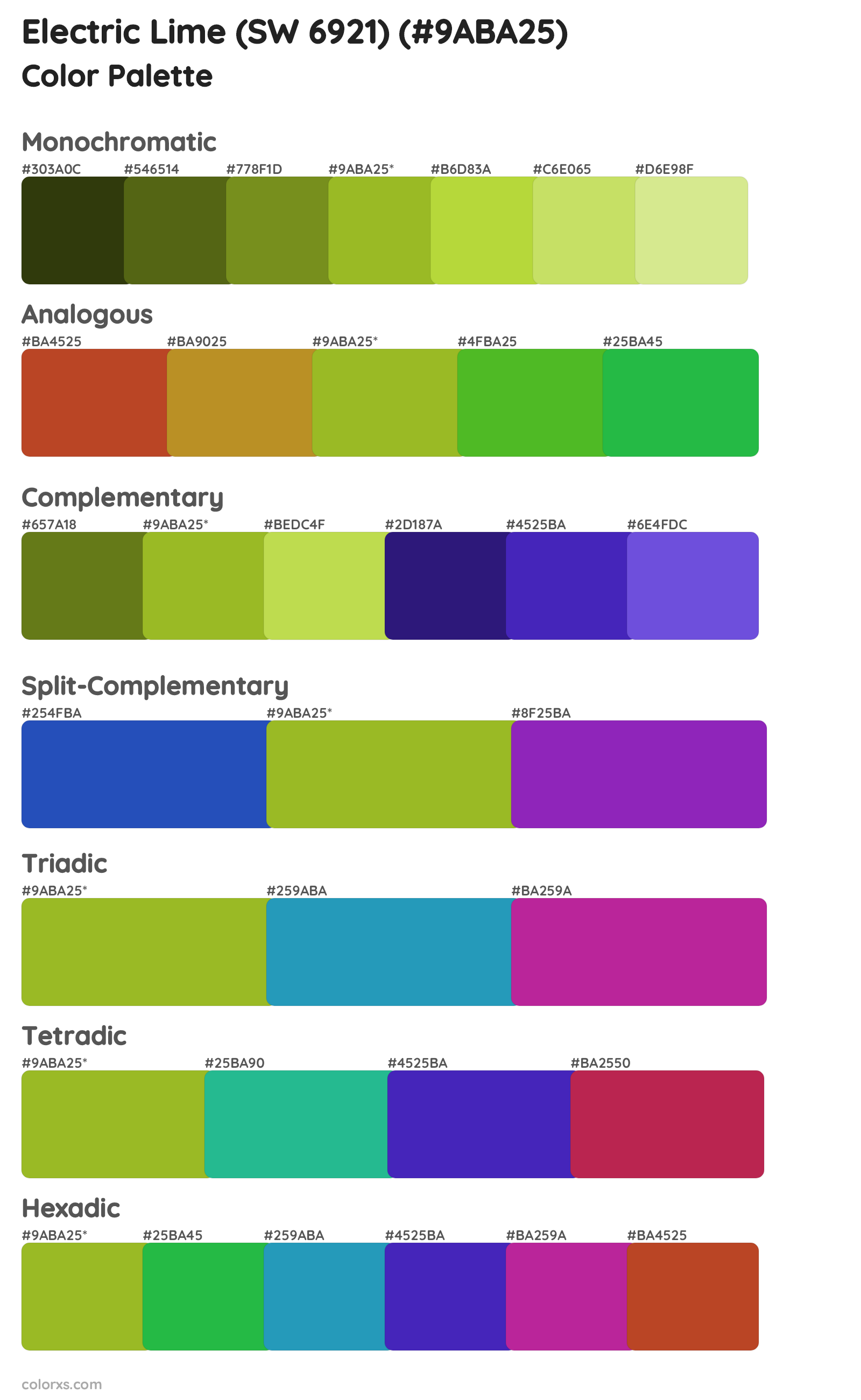 Electric Lime (SW 6921) Color Scheme Palettes