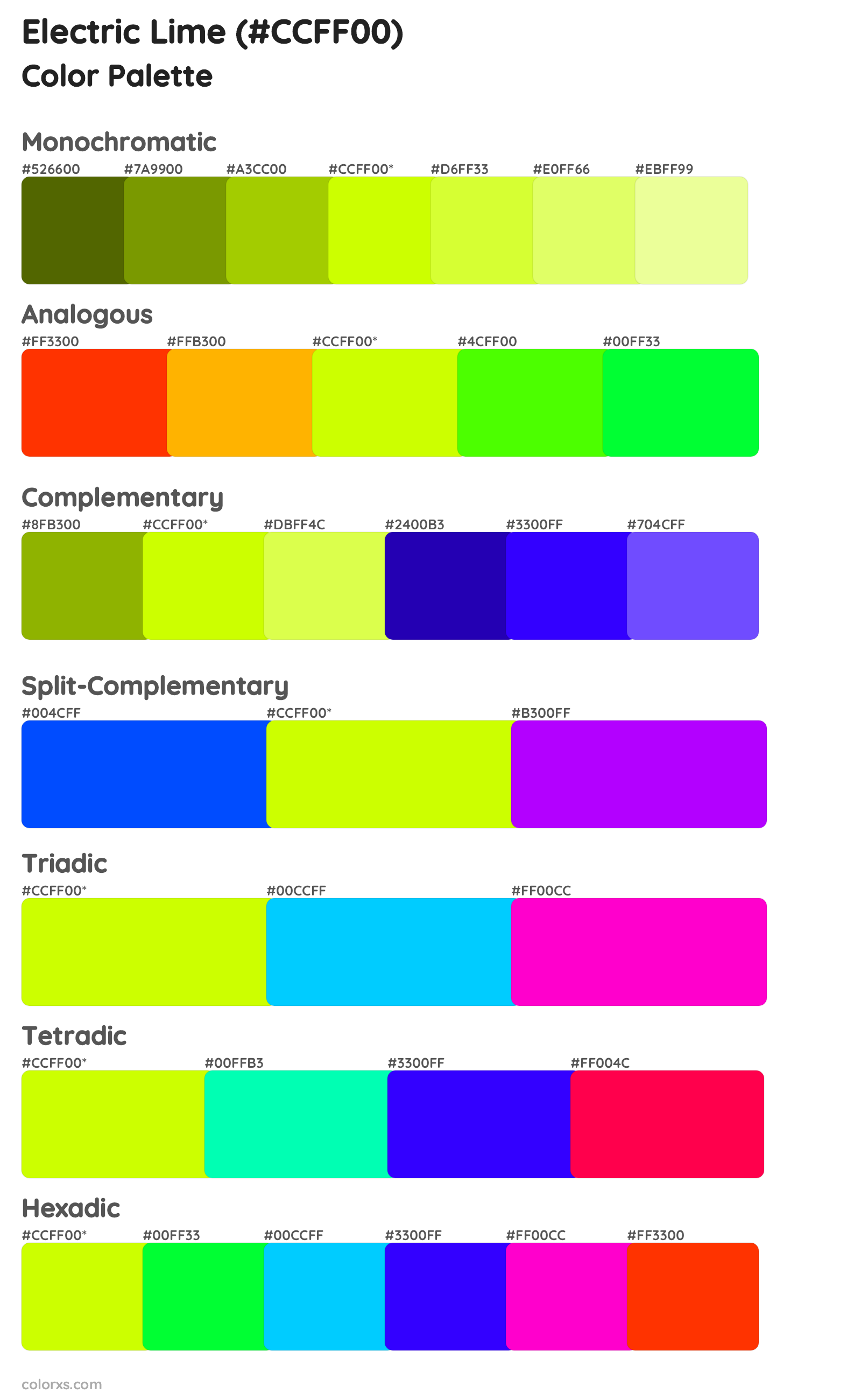 Electric Lime Color Scheme Palettes