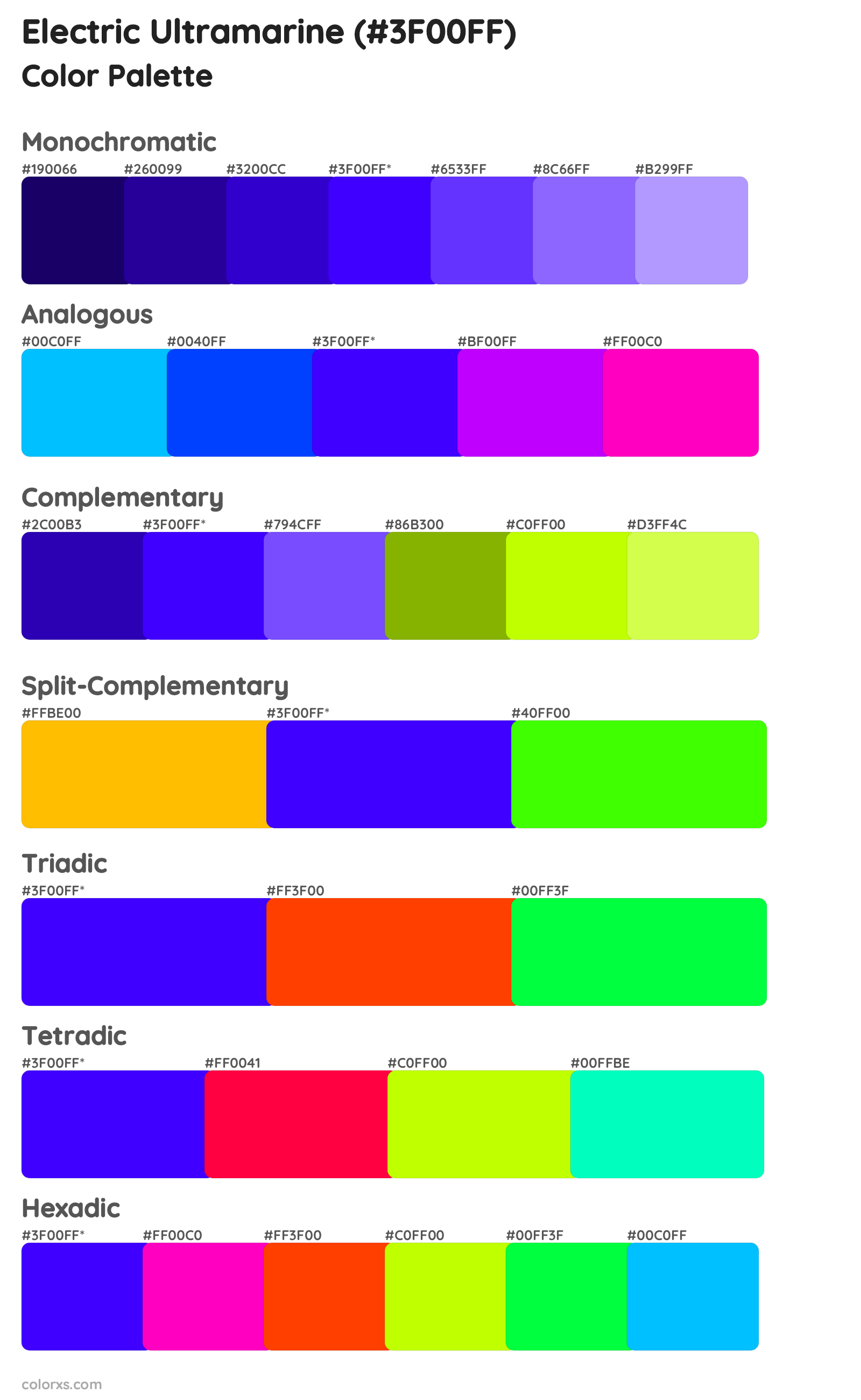 Electric Ultramarine Color Scheme Palettes