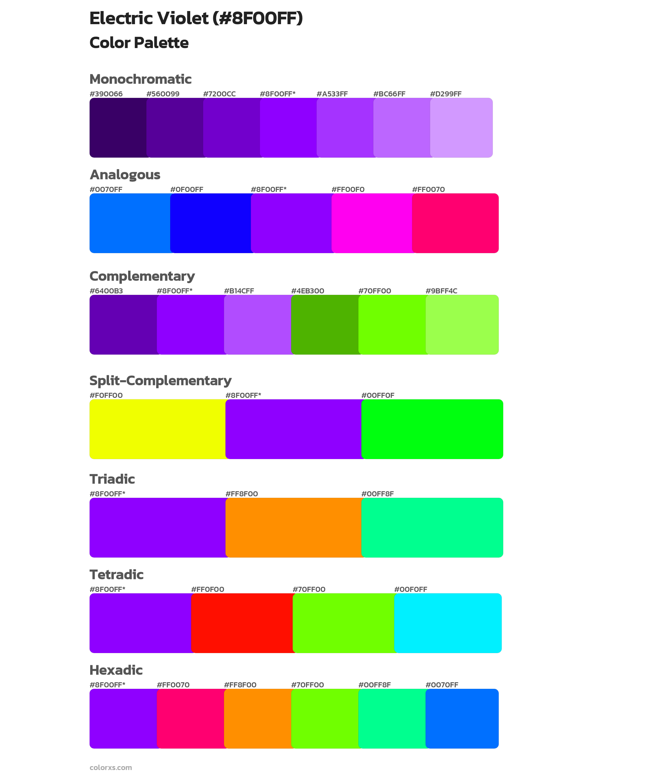Electric Violet Color Scheme Palettes