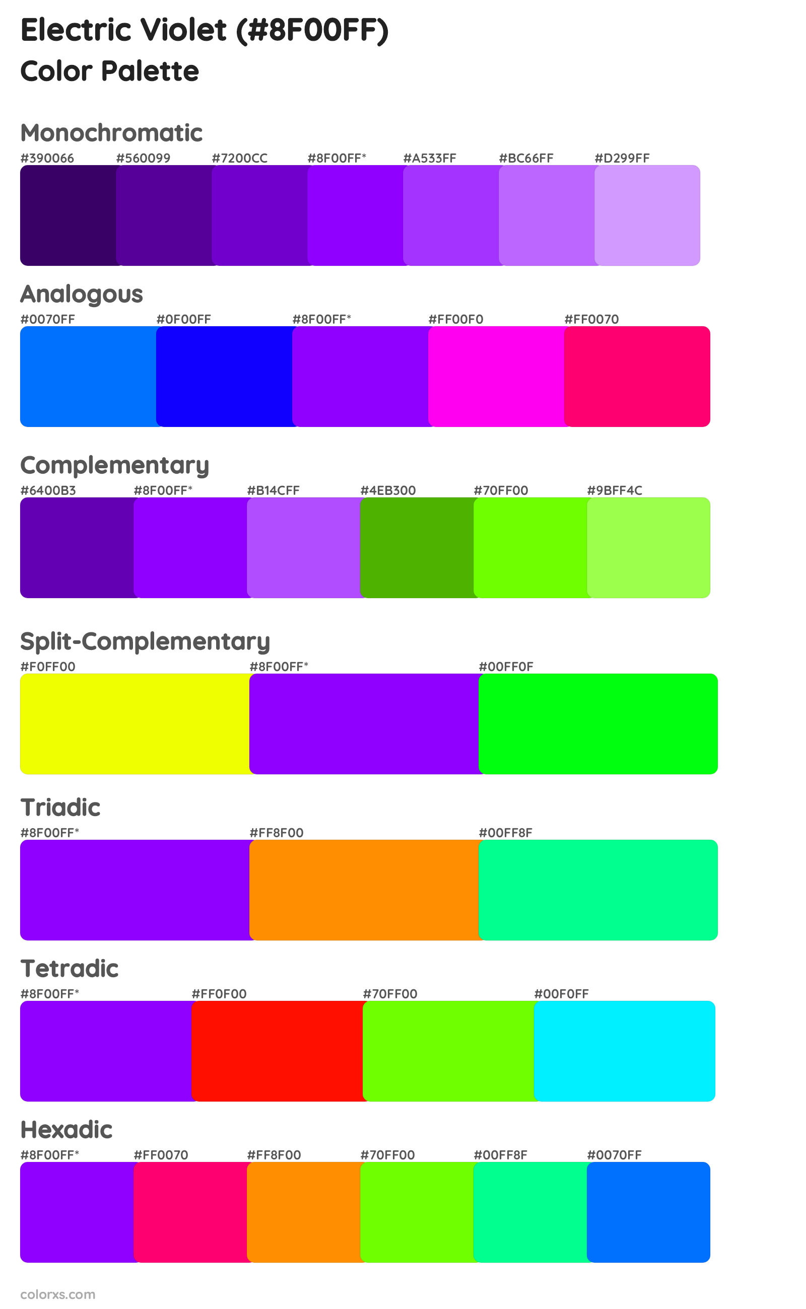 Electric Violet Color Scheme Palettes