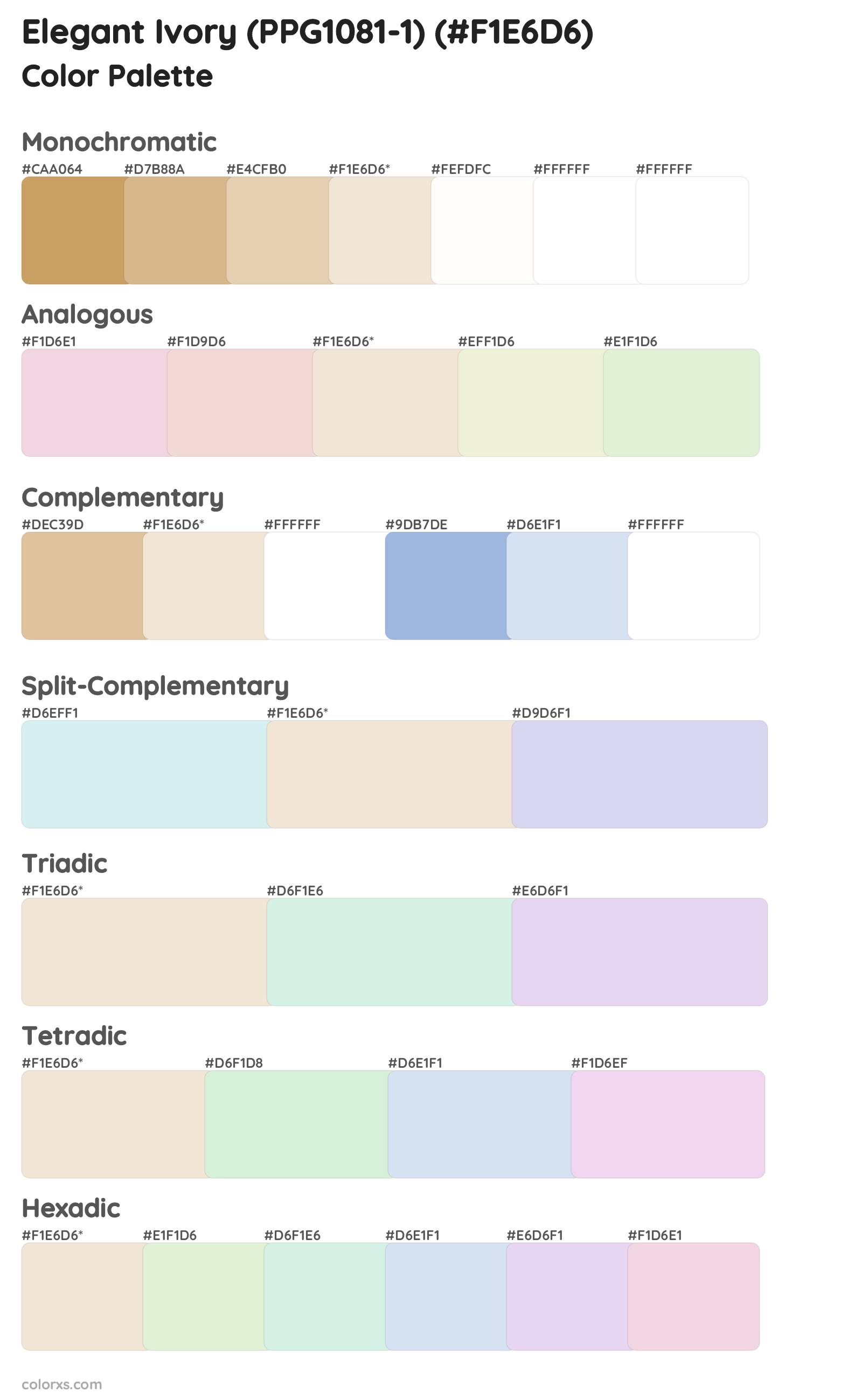 Elegant Ivory (PPG1081-1) Color Scheme Palettes