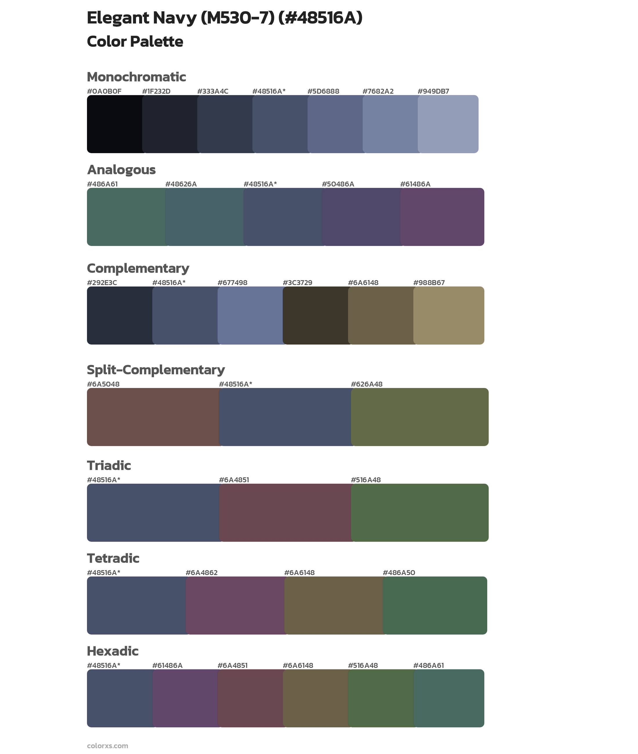 Elegant Navy (M530-7) Color Scheme Palettes