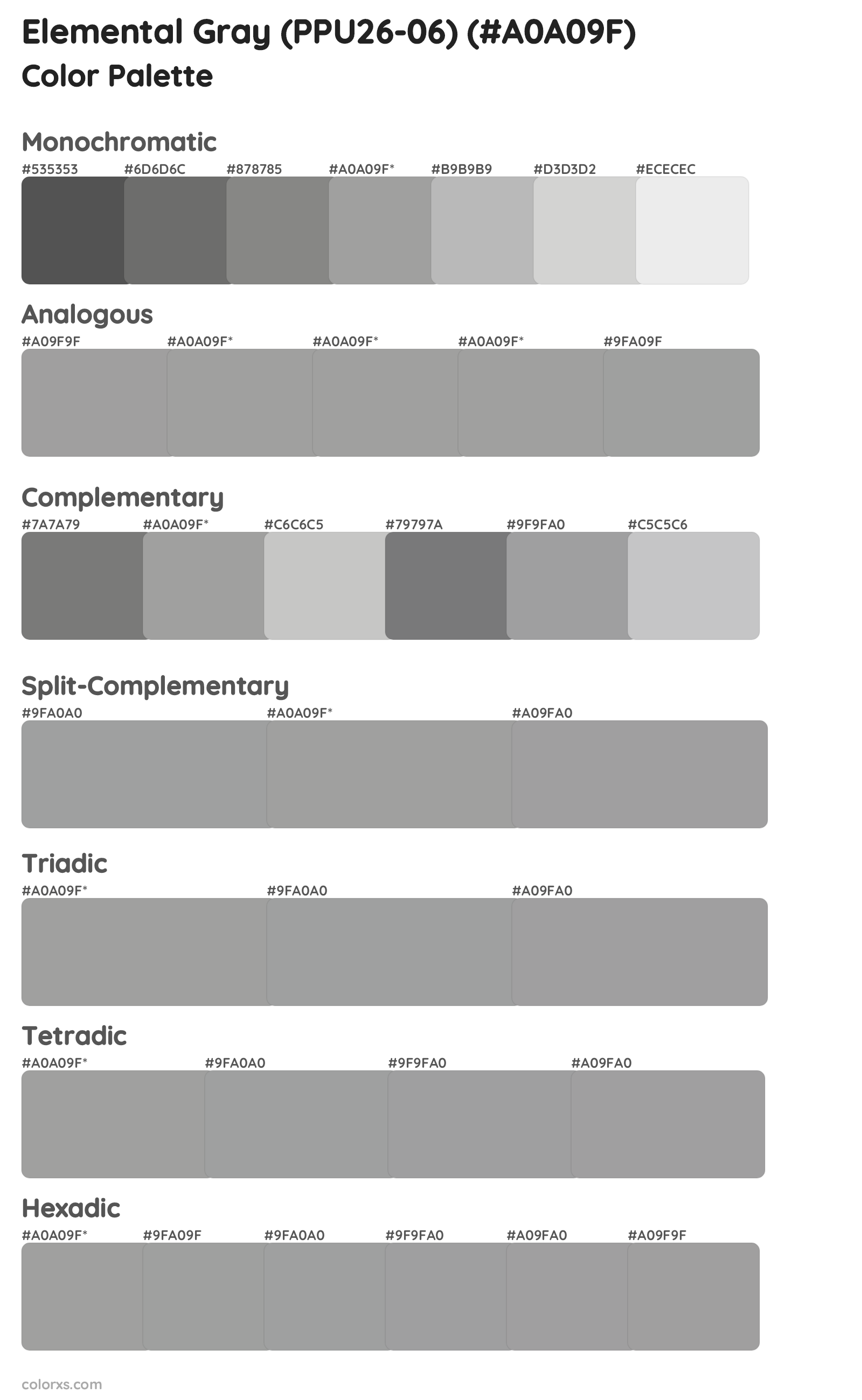 Elemental Gray (PPU26-06) Color Scheme Palettes
