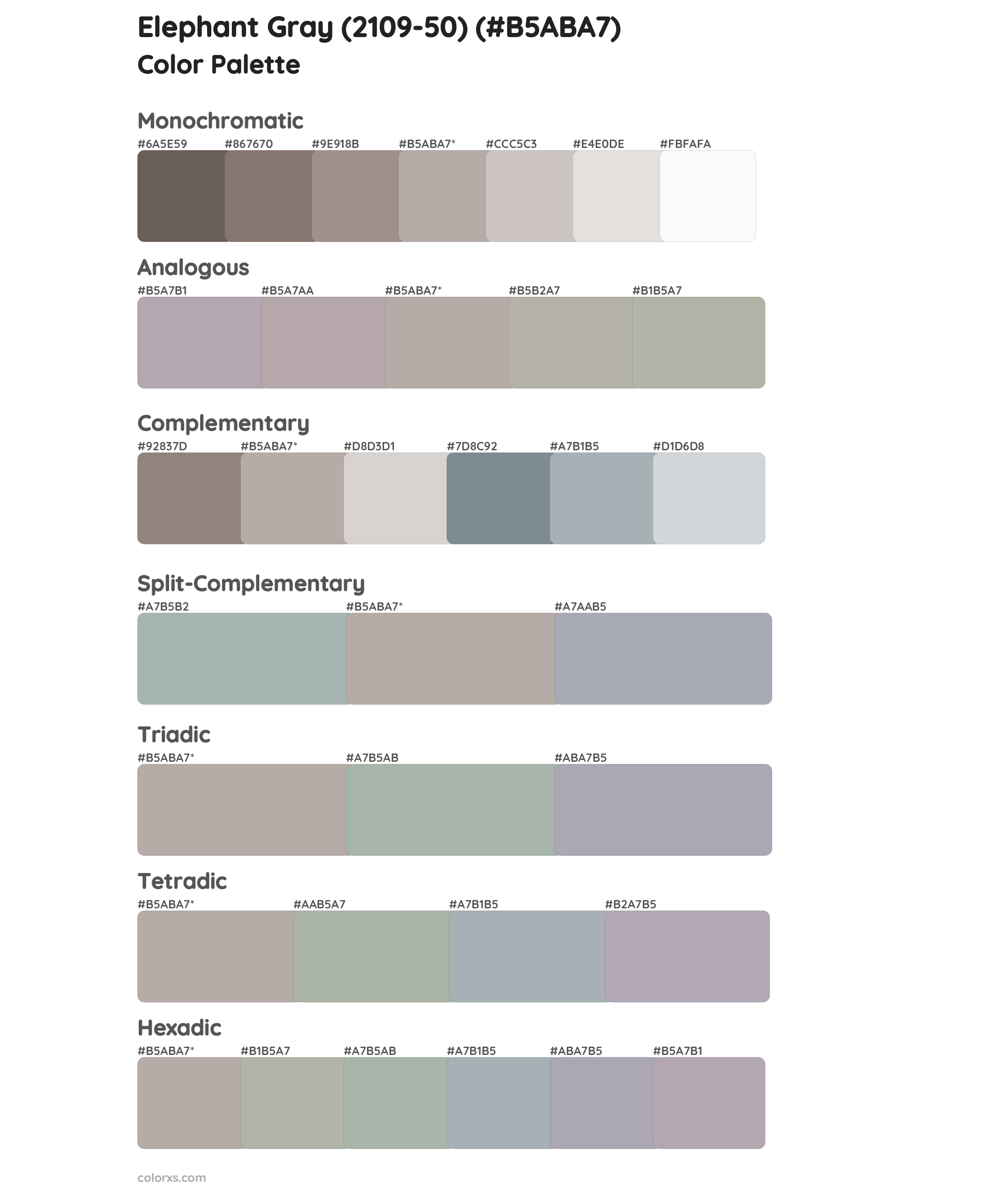 Elephant Gray (2109-50) Color Scheme Palettes